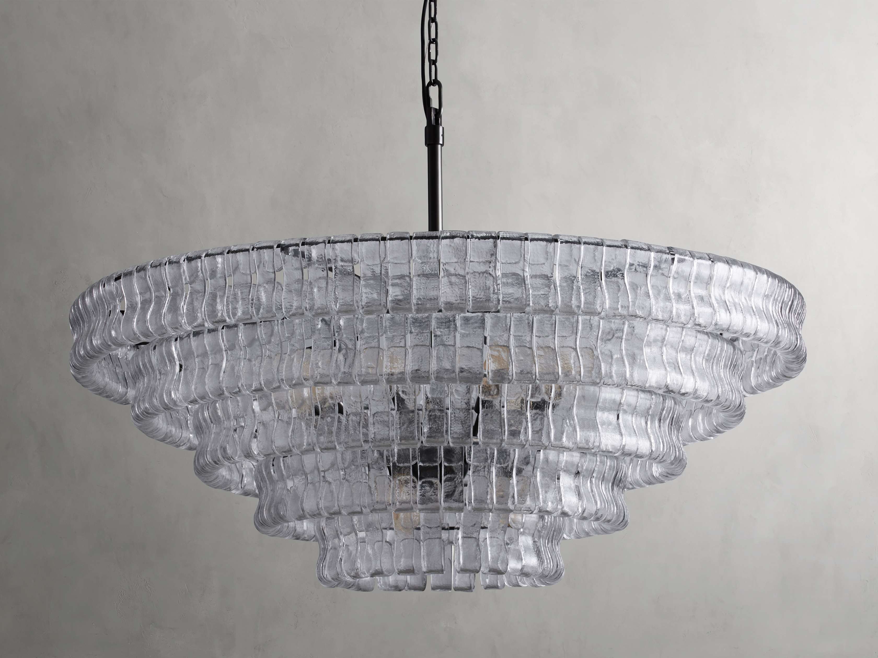 Black Glass Round chandelier - Kora Court for dining room view 24
