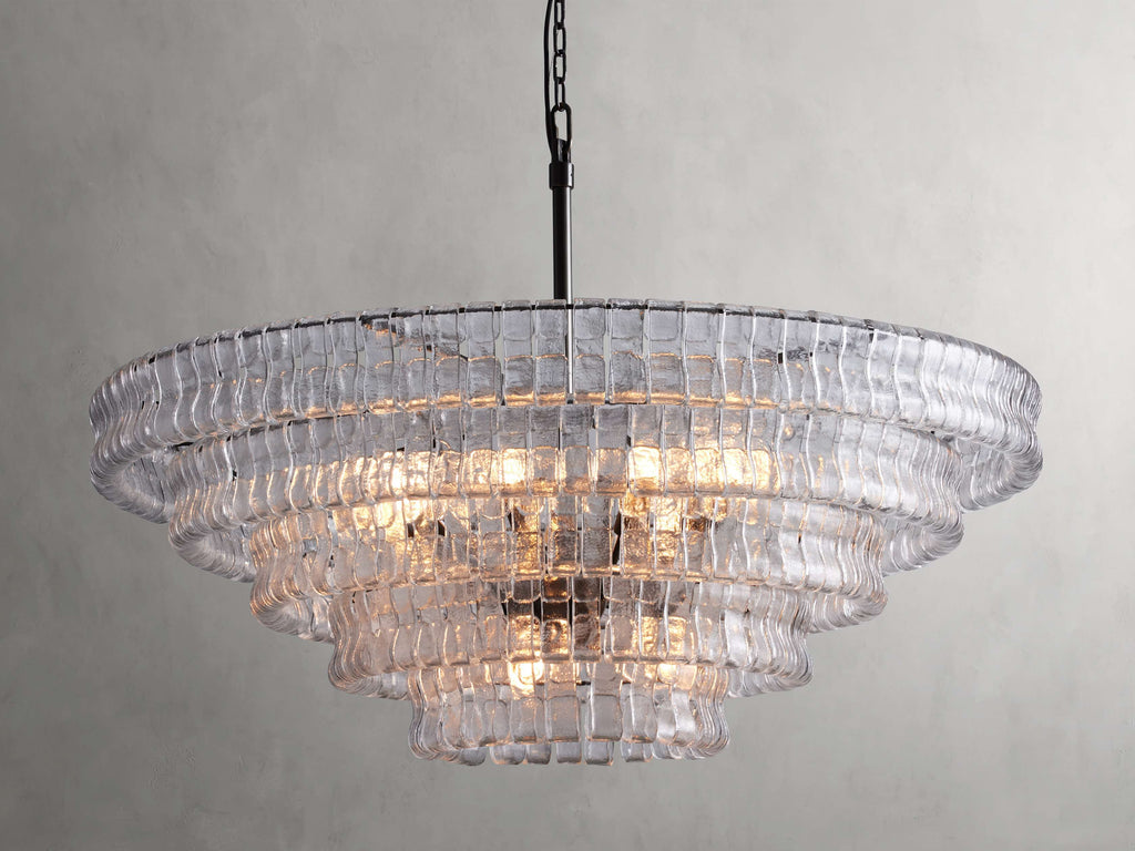 Black Glass Round chandelier - Kora Court for dining room view 31