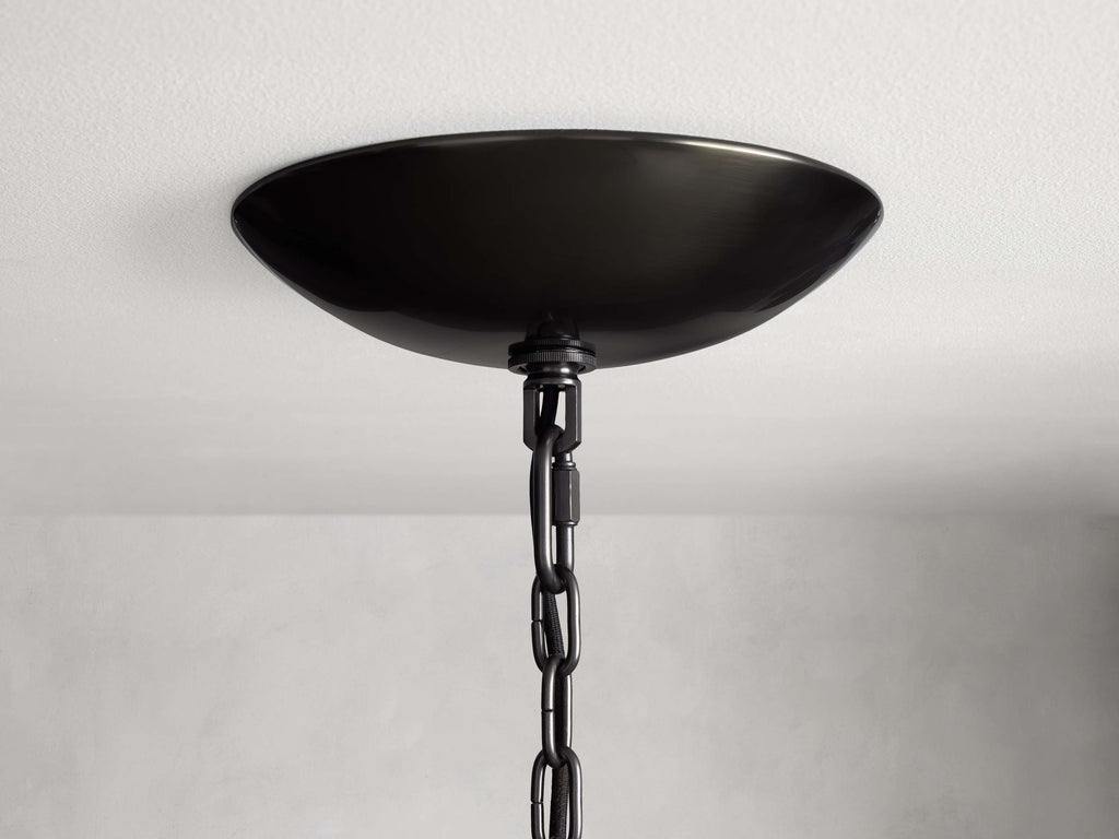 Black Glass Round chandelier - Kora Court for dining room view 20