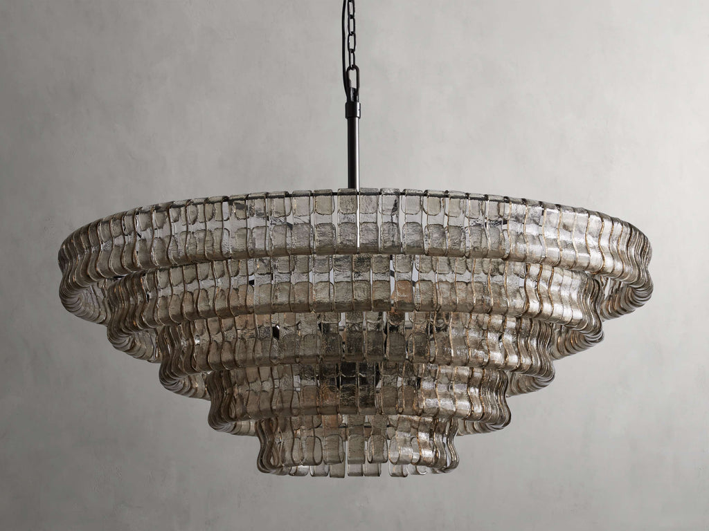 Black Glass Round chandelier - Kora Court for dining room view 18