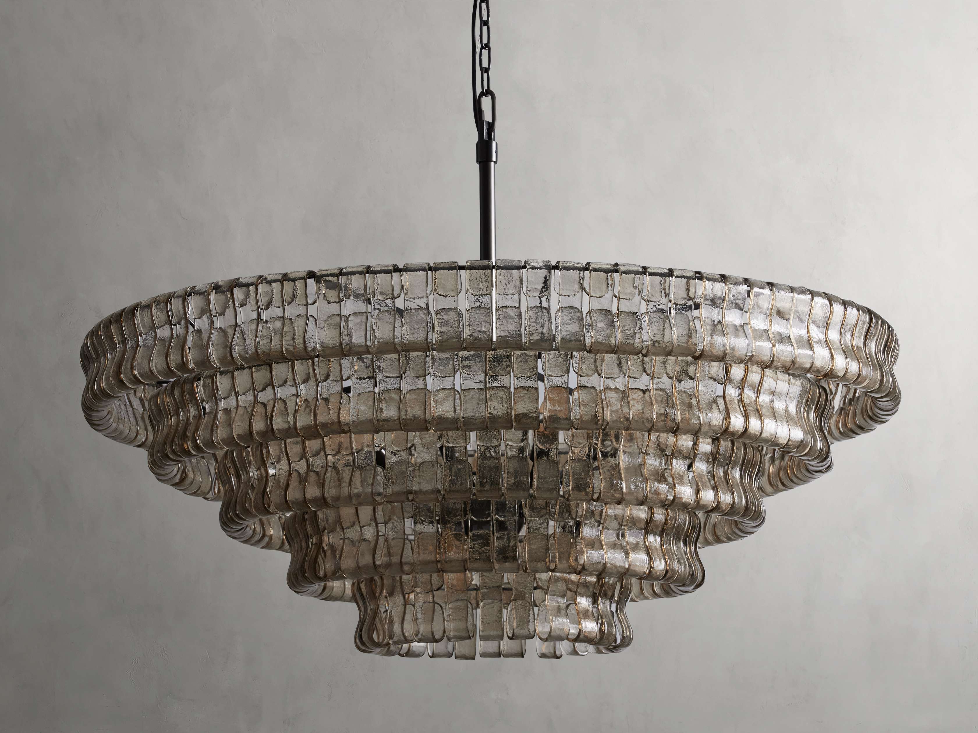 Black Glass Round chandelier - Kora Court for dining room view 18