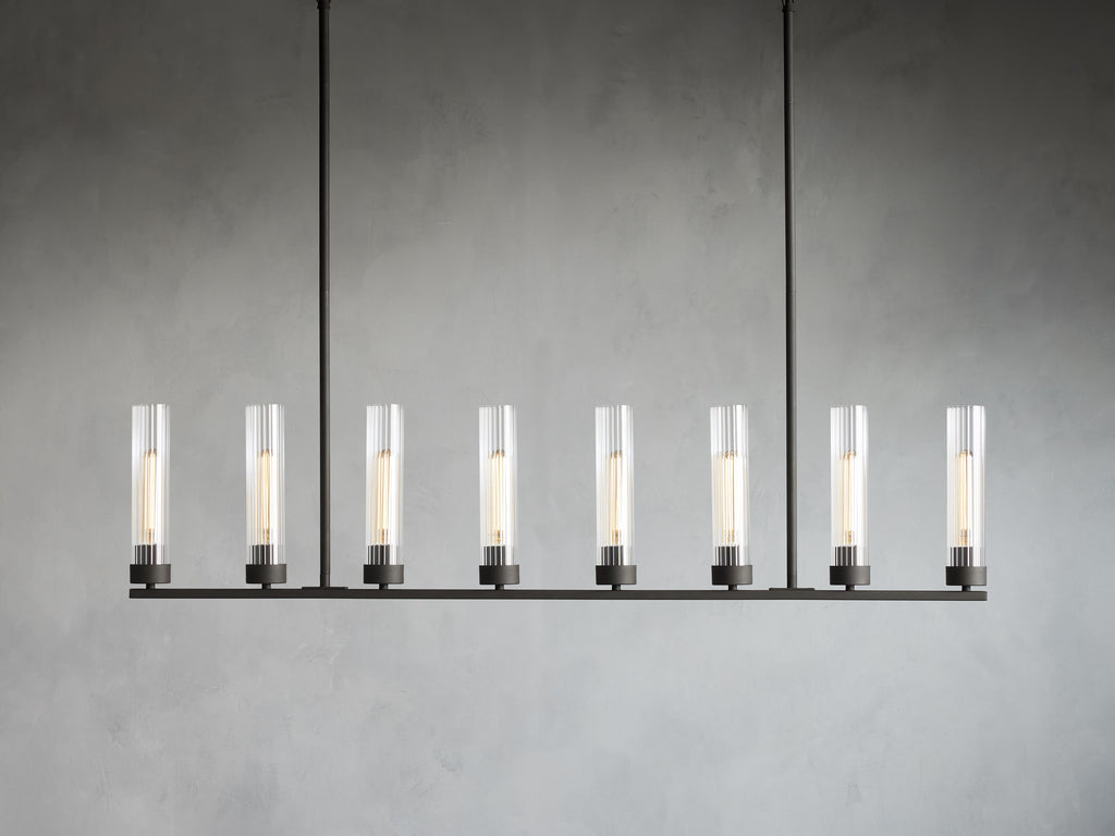 Black Glass Linear chandelier - Kaia Court for dining room view 25