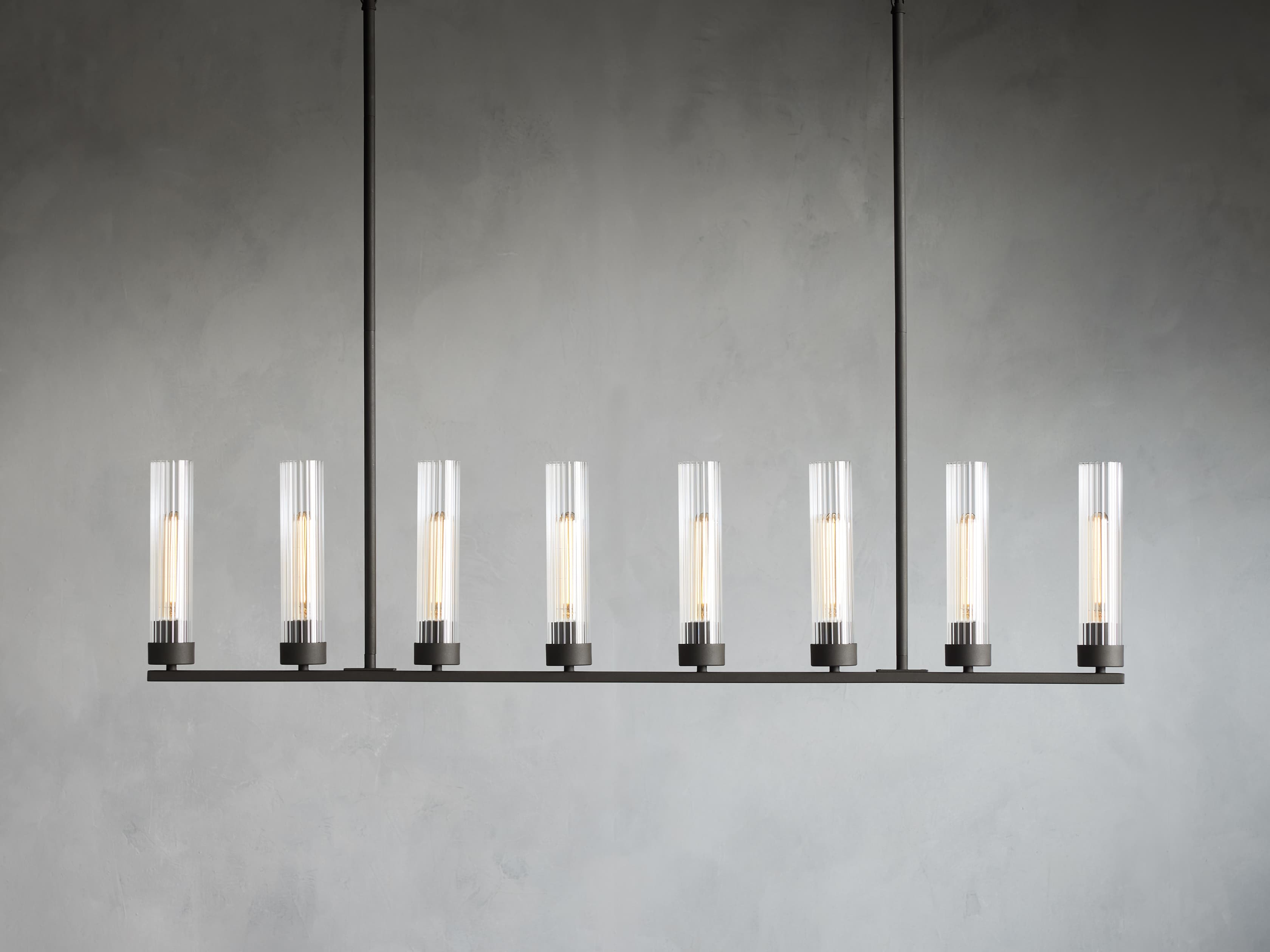 Black Glass Linear chandelier - Kaia Court for dining room view 25