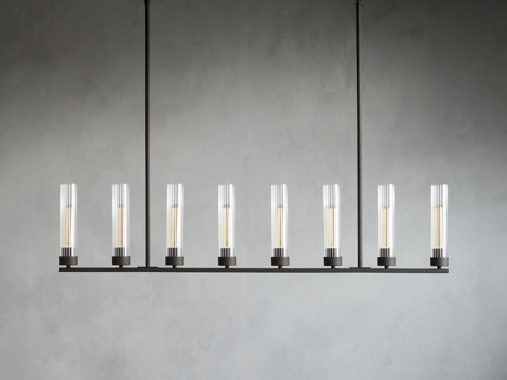 Black Glass Linear chandelier - Kaia Court for dining room view 27