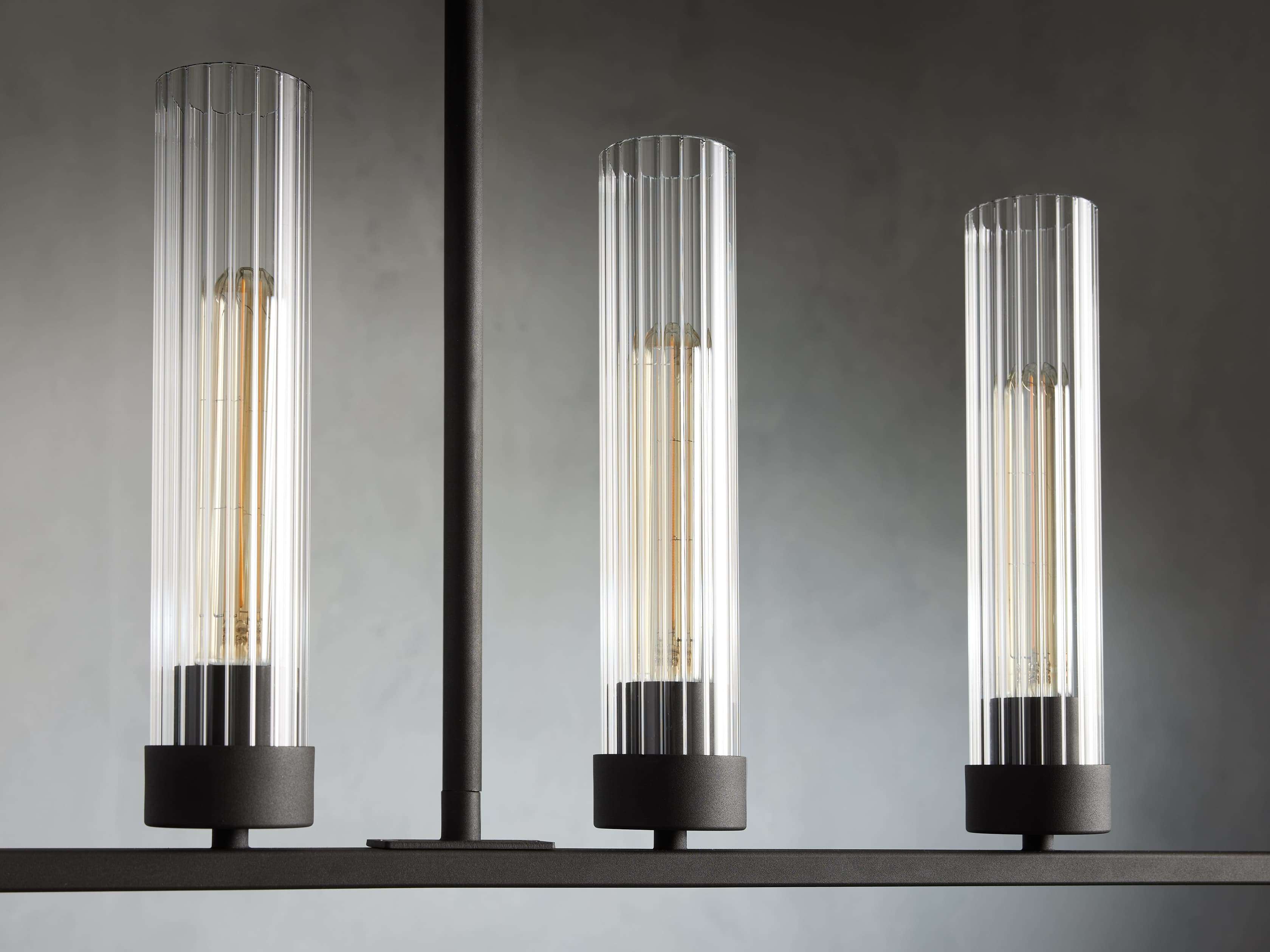 Black Glass Linear chandelier - Kaia Court for dining room view 26