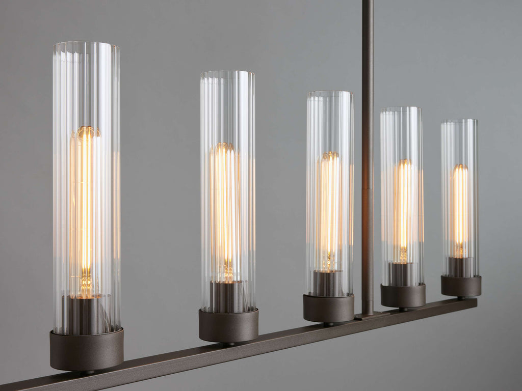 Black Glass Linear chandelier - Kaia Court for dining room view 30