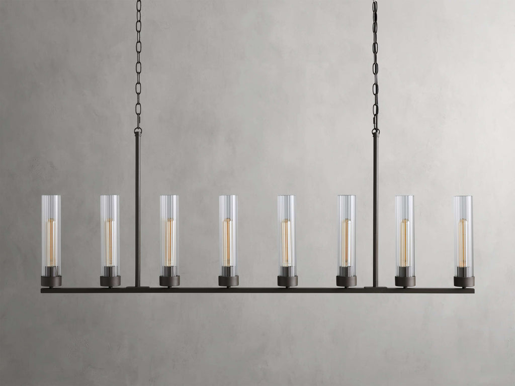 Black Glass Linear chandelier - Kaia Court for dining room view 31