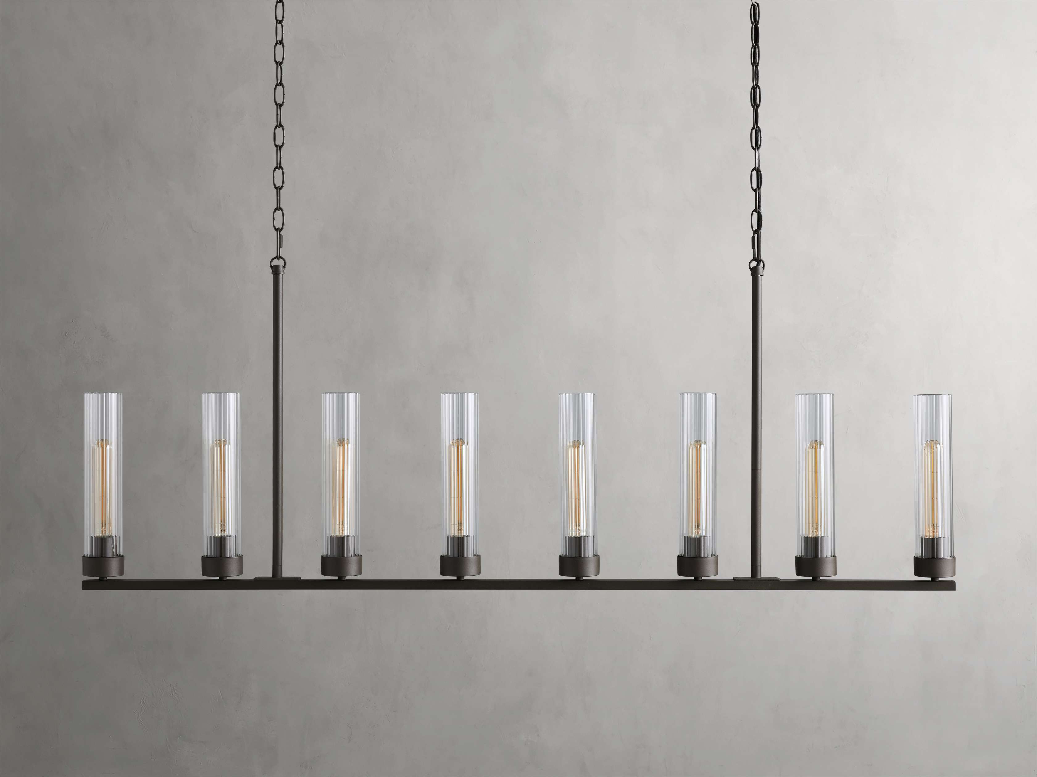 Black Glass Linear chandelier - Kaia Court for dining room view 31