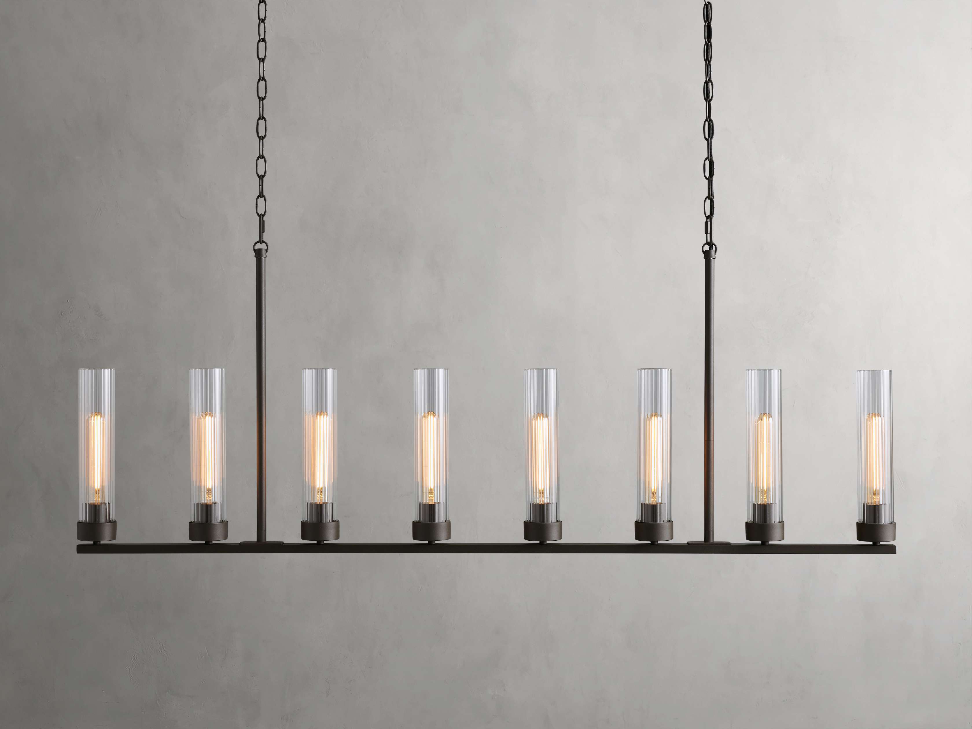 Black Glass Linear chandelier - Kaia Court for dining room view 47