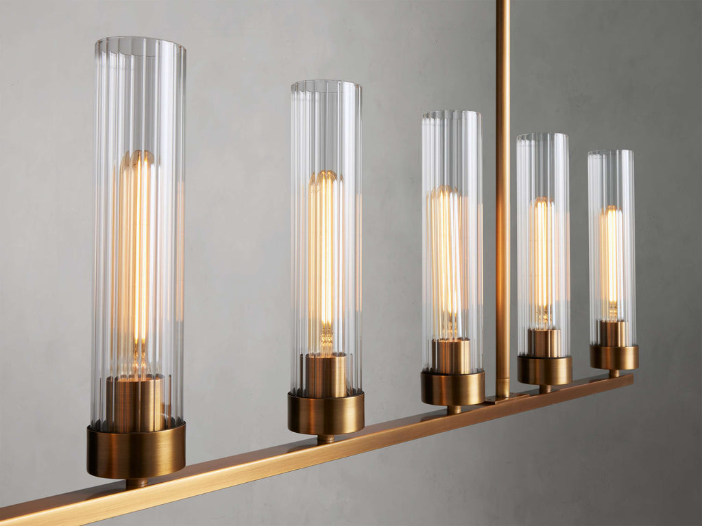 Black Glass Linear chandelier - Kaia Court for dining room view 10