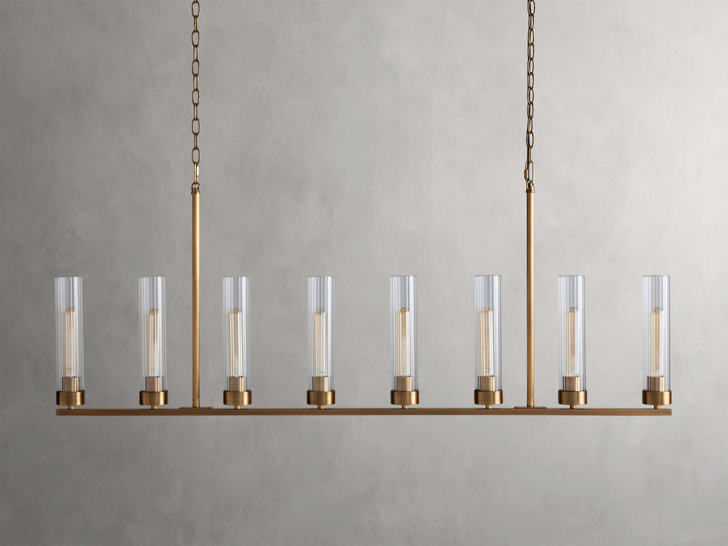 Black Glass Linear chandelier - Kaia Court for dining room view 9