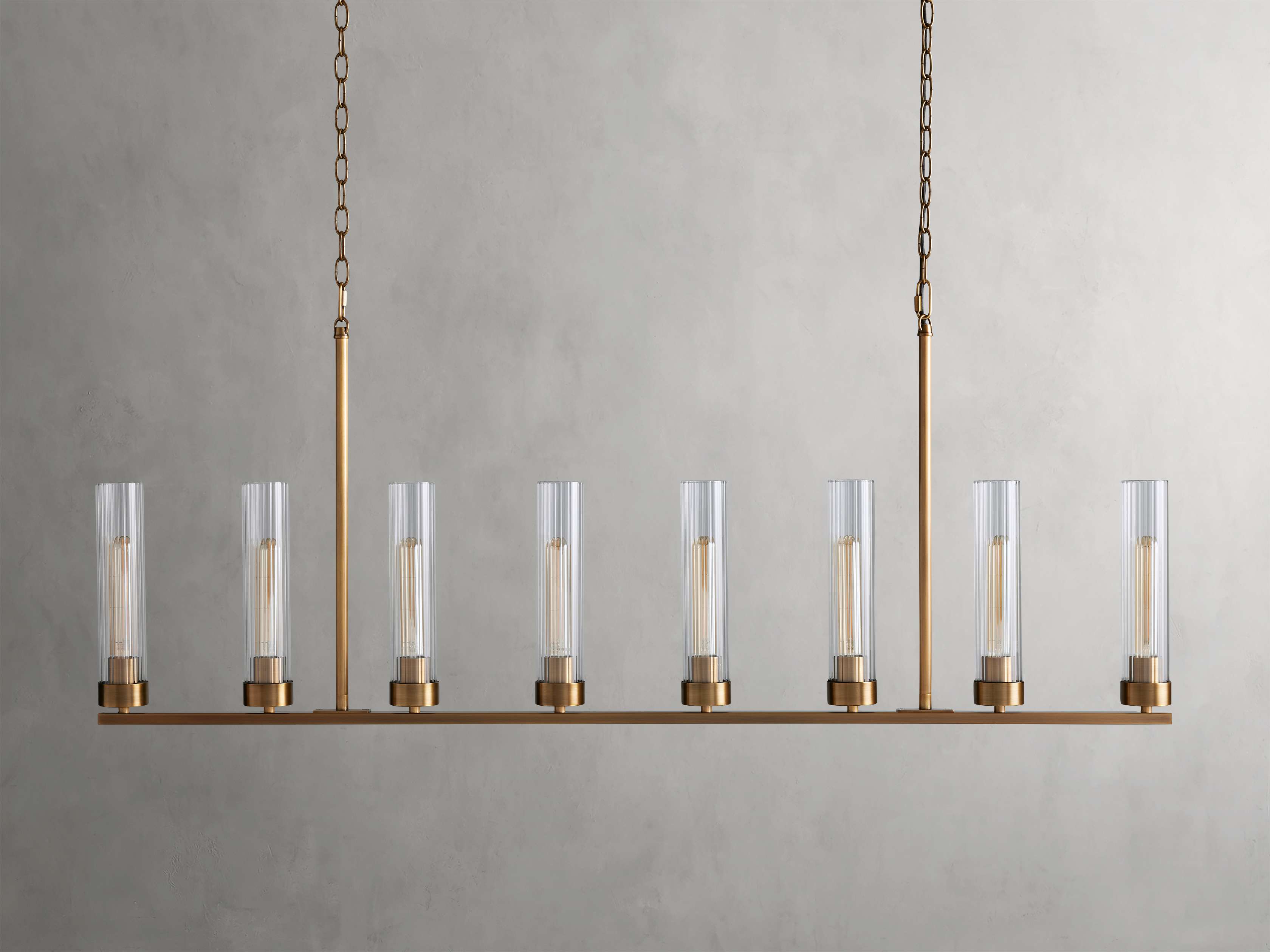 Black Glass Linear chandelier - Kaia Court for dining room view 9