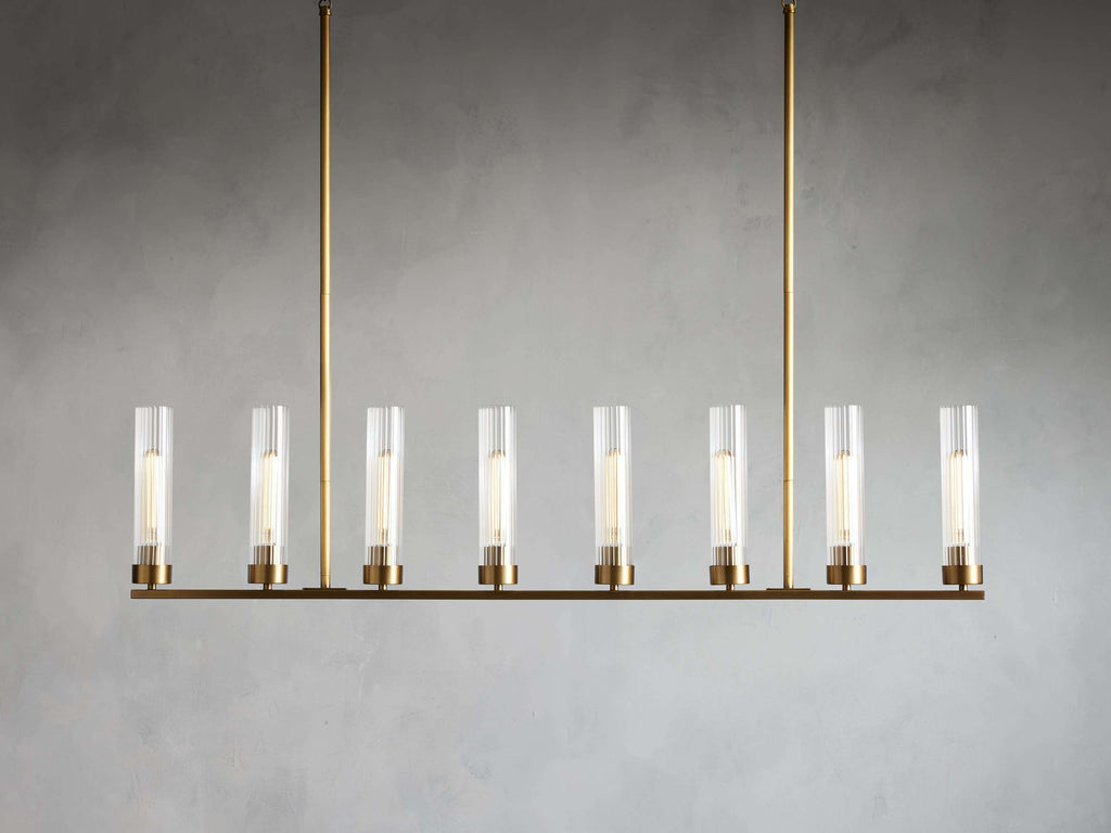 Black Glass Linear chandelier - Kaia Court for dining room view 34