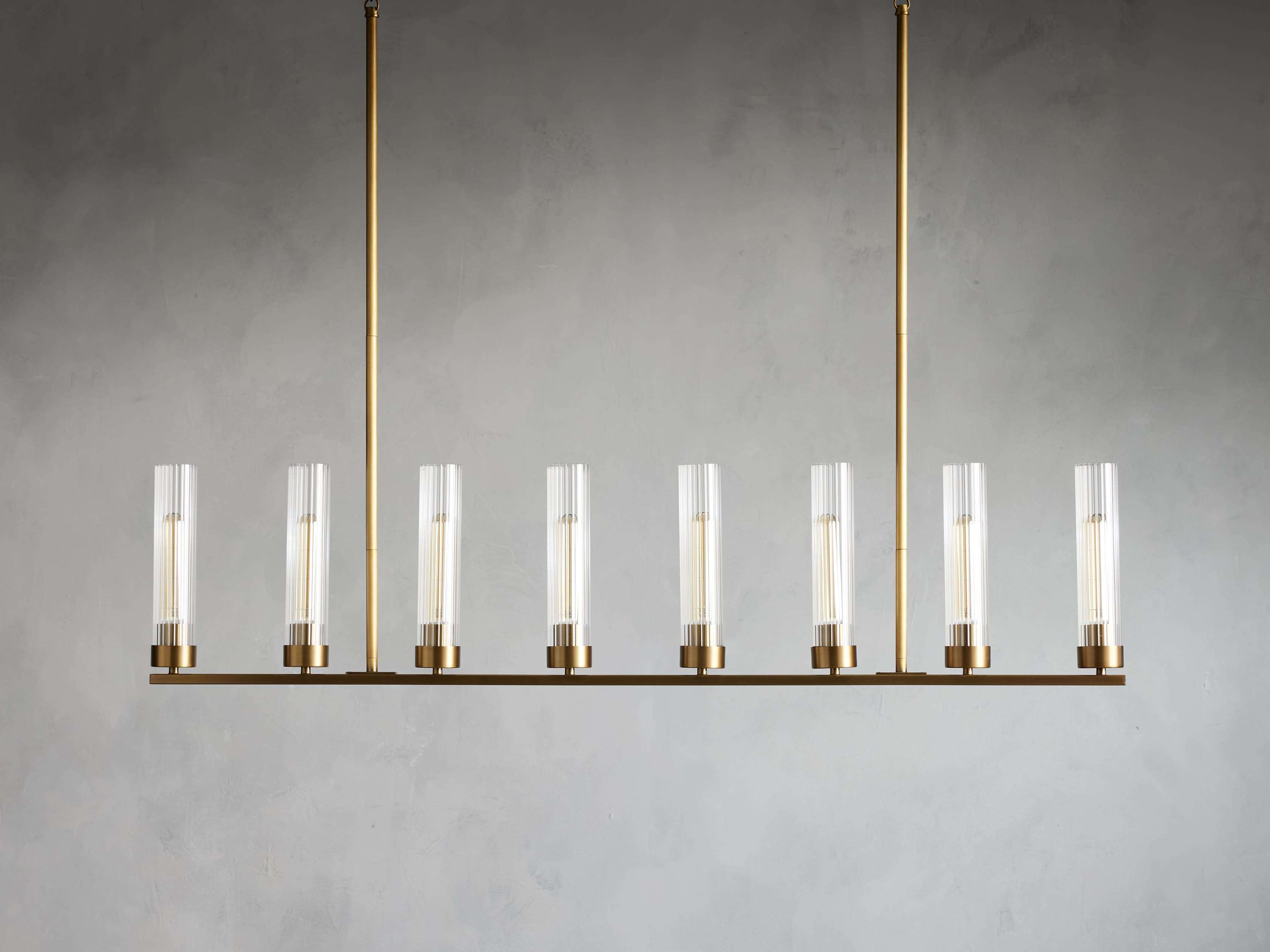 Black Glass Linear chandelier - Kaia Court for dining room view 14