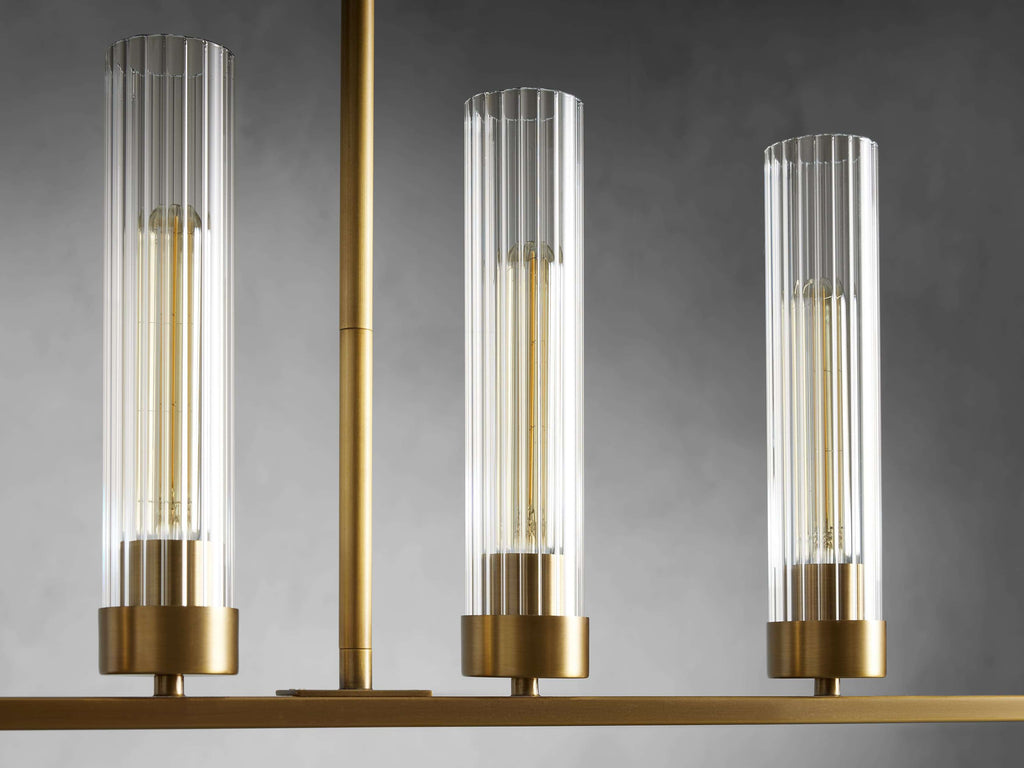 Black Glass Linear chandelier - Kaia Court for dining room view 15