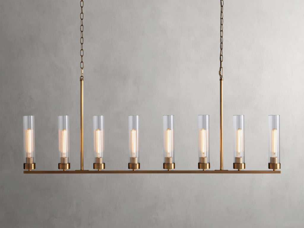 Black Glass Linear chandelier - Kaia Court for dining room view 16