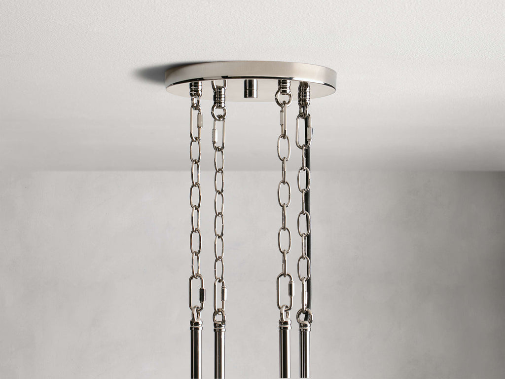 Polished Nickel Glass Round chandelier - Tessa Wisp for dining room view 10