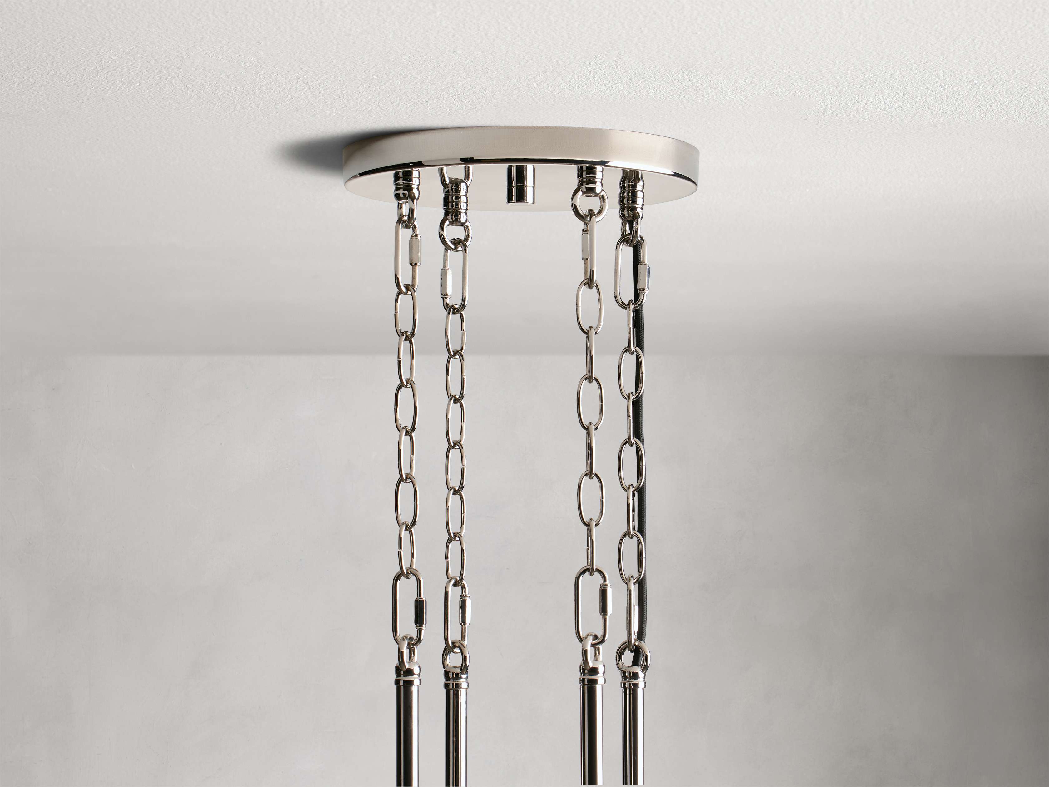 Polished Nickel Glass Round chandelier - Tessa Wisp for dining room view 10