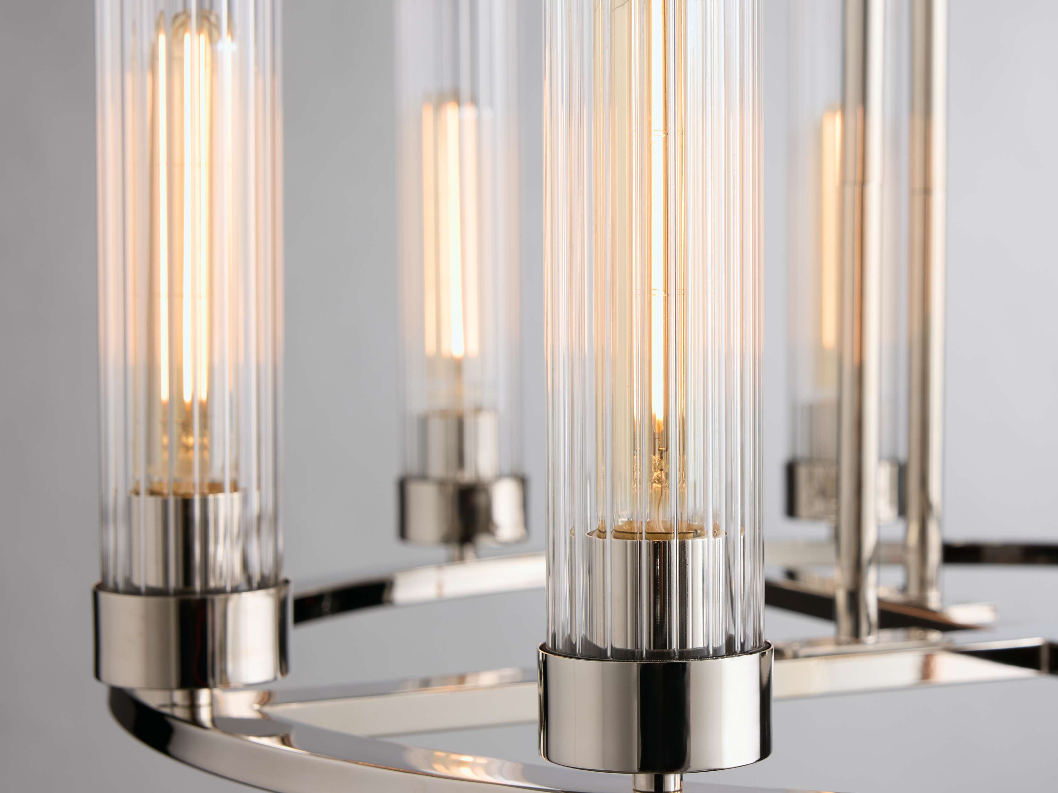 Polished Nickel Glass Round chandelier - Tessa Wisp for dining room view 9