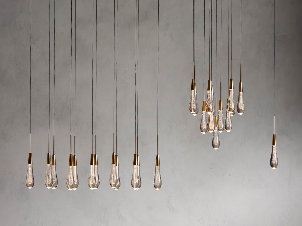 Black Glass Linear chandelier - Lumen Court for dining room view 25
