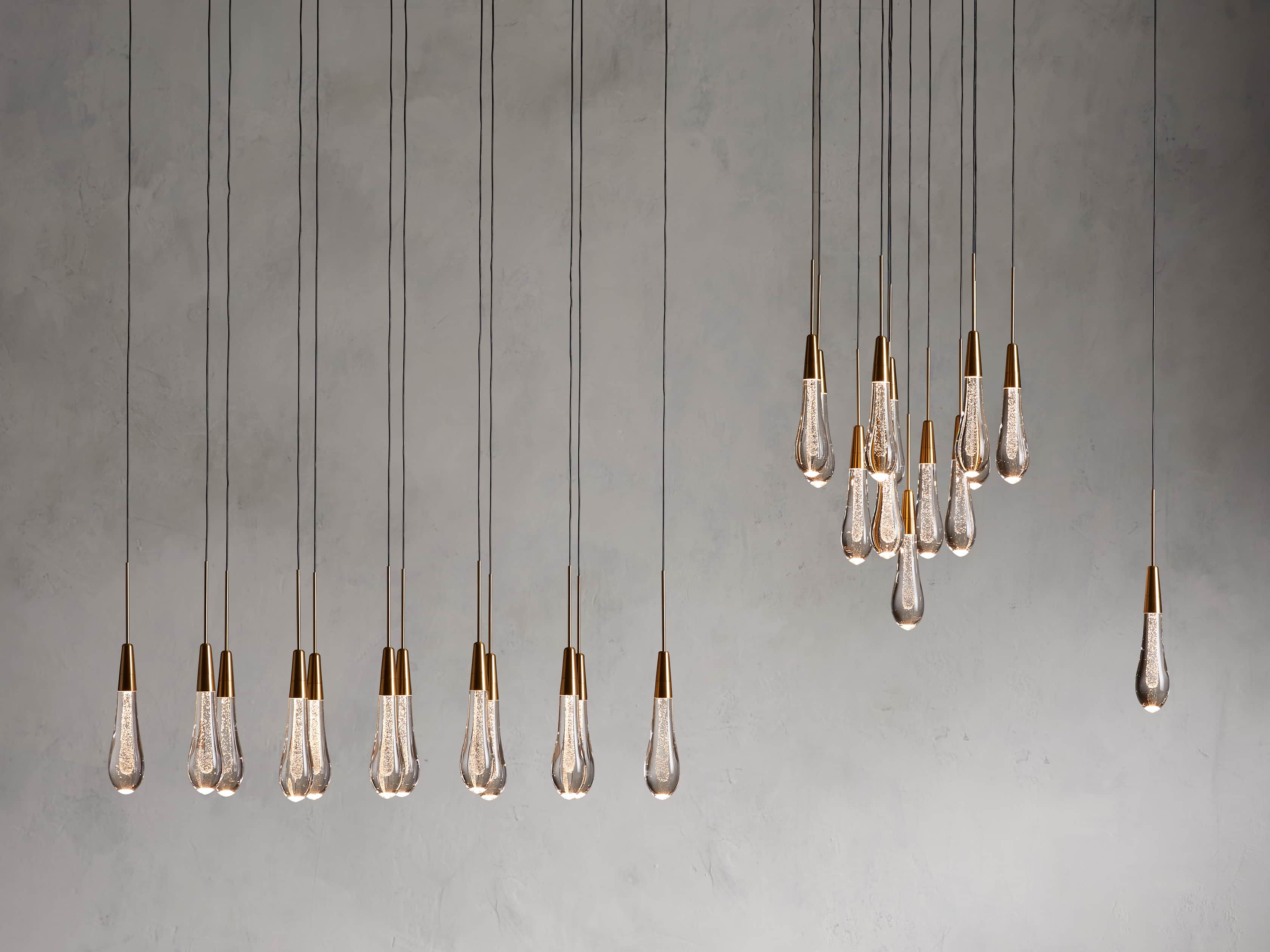 Black Glass Linear chandelier - Lumen Court for dining room view 25