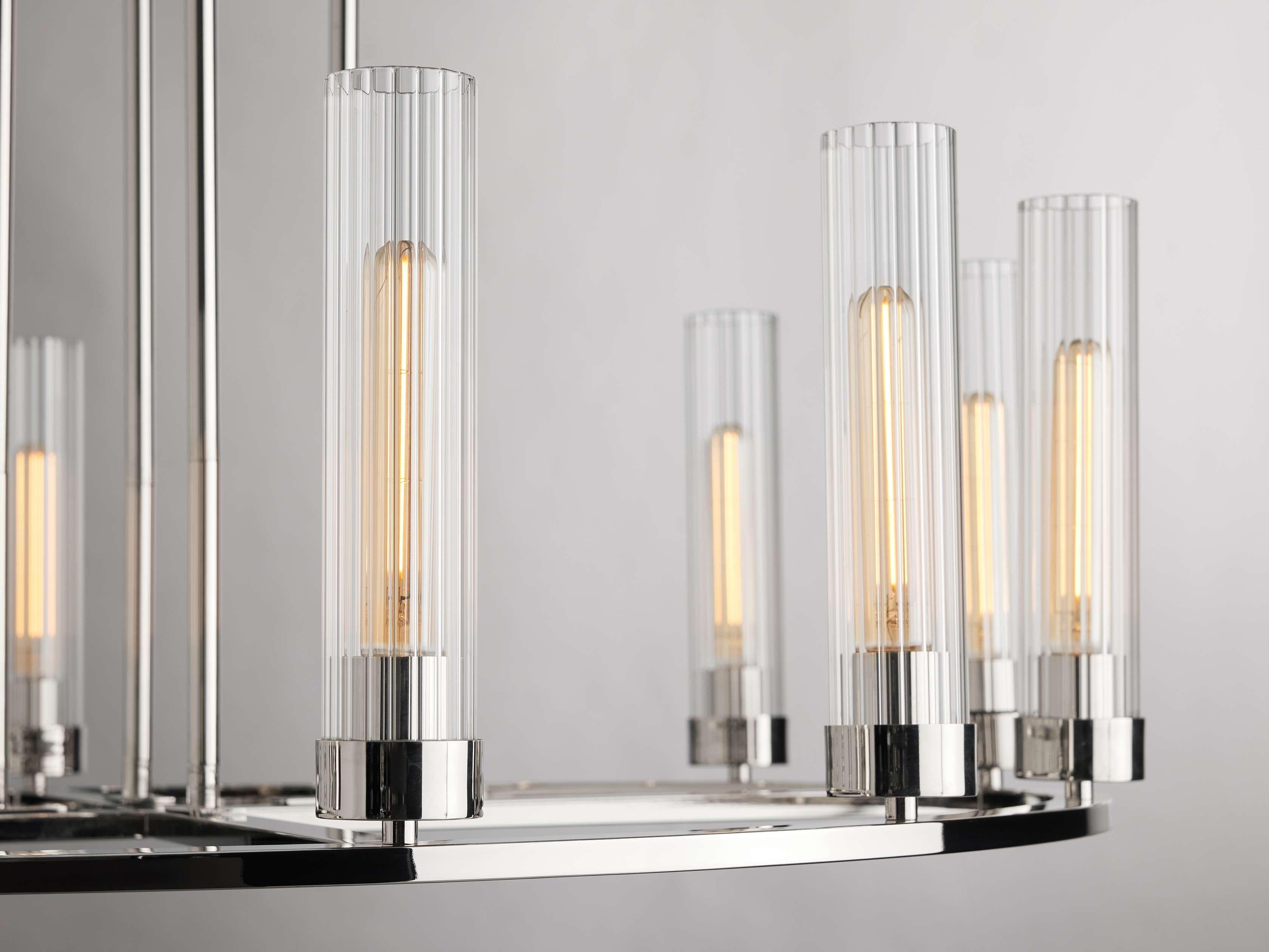 Polished Nickel Glass Round chandelier - Tessa Wisp for dining room view 13