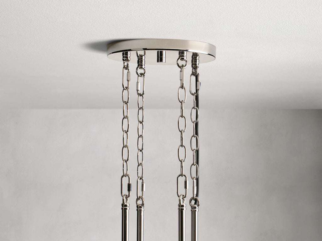 Polished Nickel Glass Round chandelier - Tessa Wisp for dining room view 14