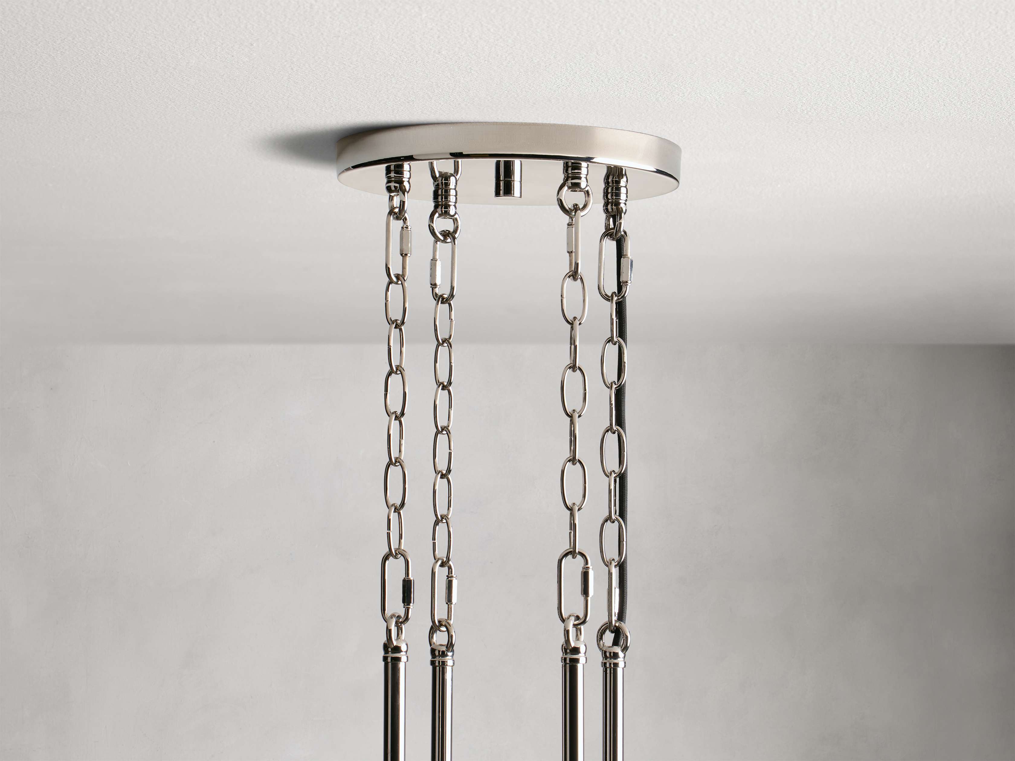 Polished Nickel Glass Round chandelier - Tessa Wisp for dining room view 14
