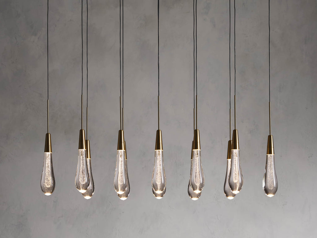 Black Glass Linear chandelier - Lumen Court for dining room view 49