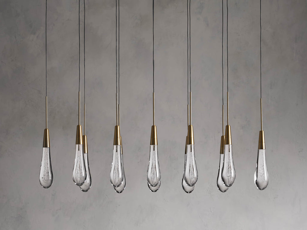 Black Glass Linear chandelier - Lumen Court for dining room view 21