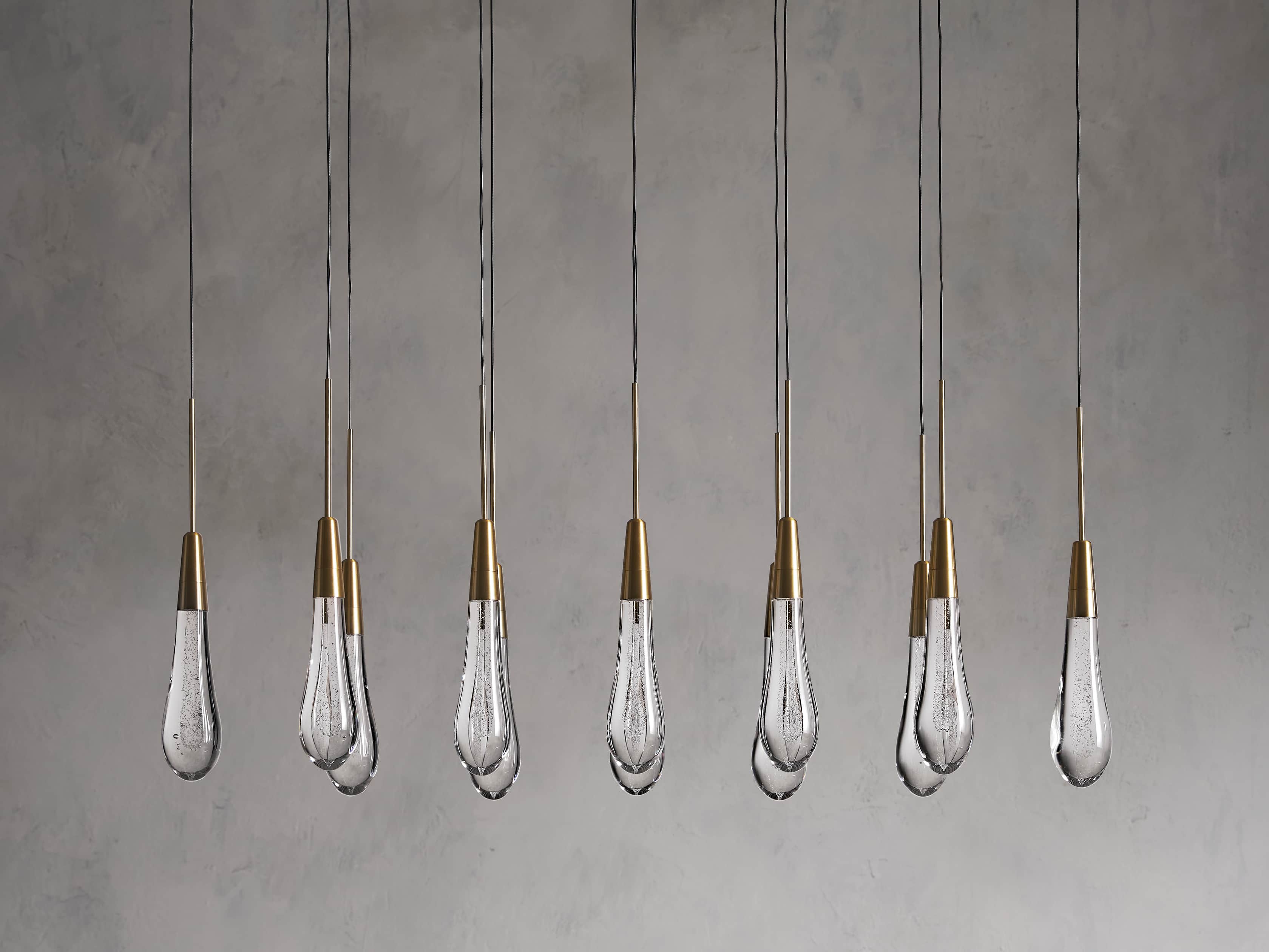 Black Glass Linear chandelier - Lumen Court for dining room view 21