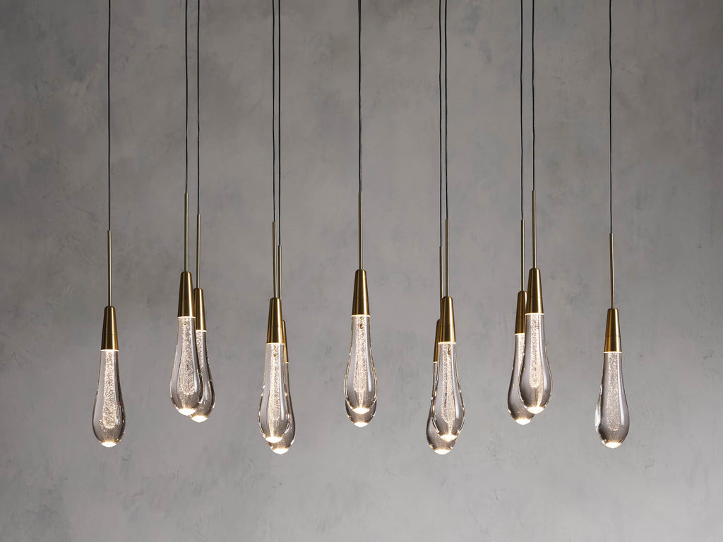 Black Glass Linear chandelier - Lumen Court for dining room view 26