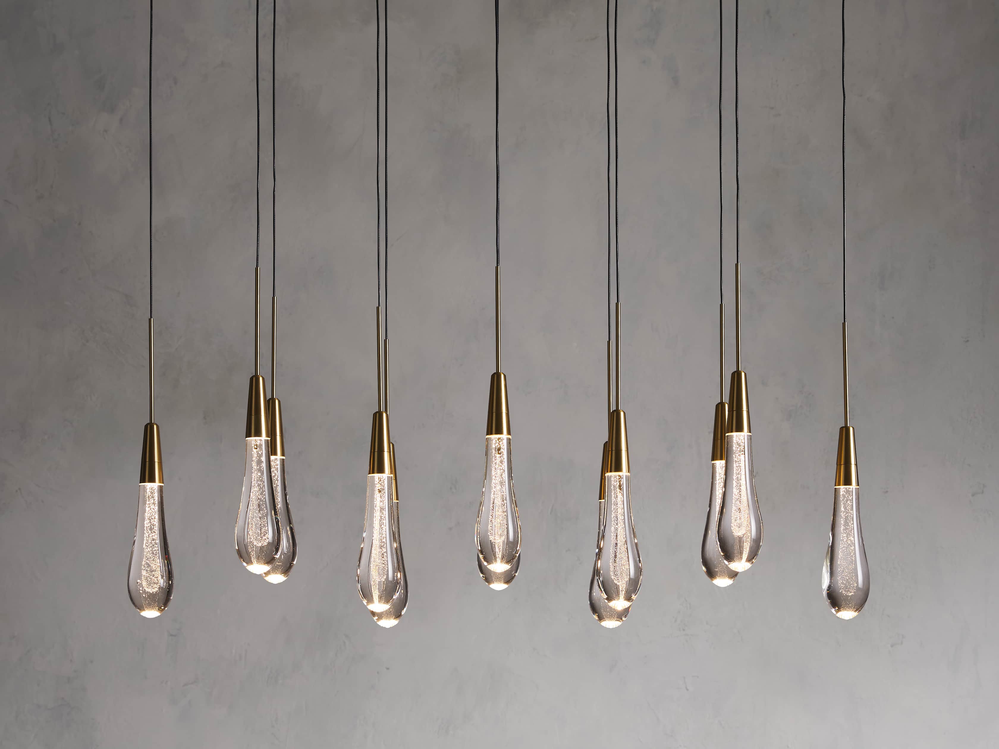 Black Glass Linear chandelier - Lumen Court for dining room view 26