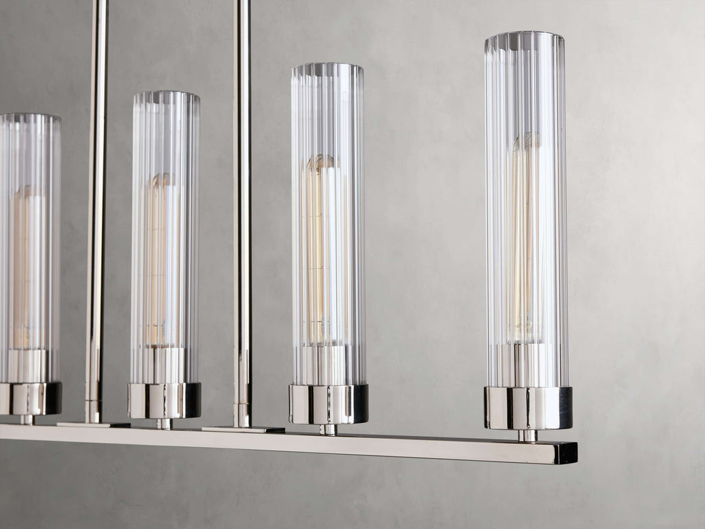 Black Glass Linear chandelier - Kaia Court for dining room view 7