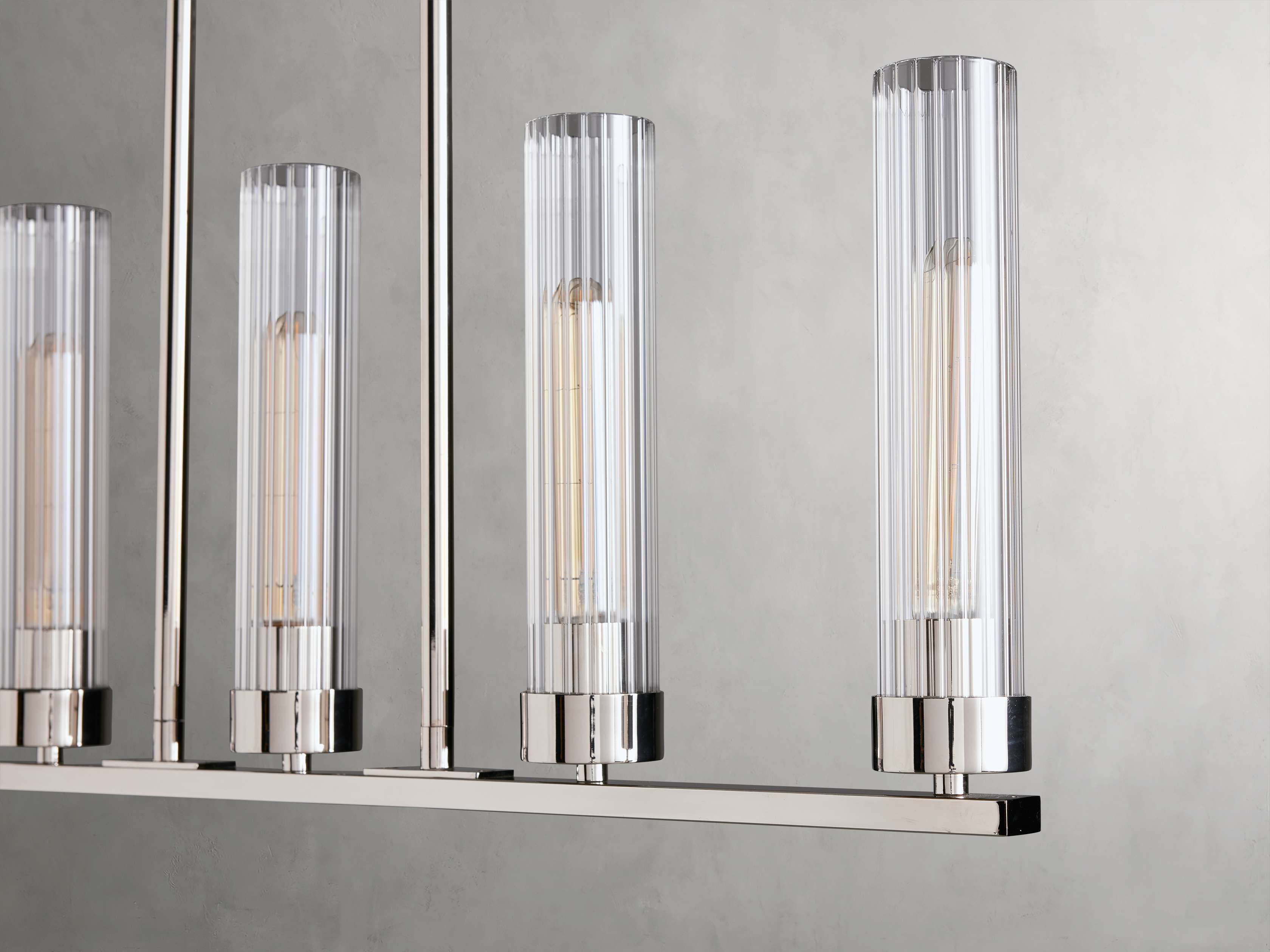 Black Glass Linear chandelier - Kaia Court for dining room view 7