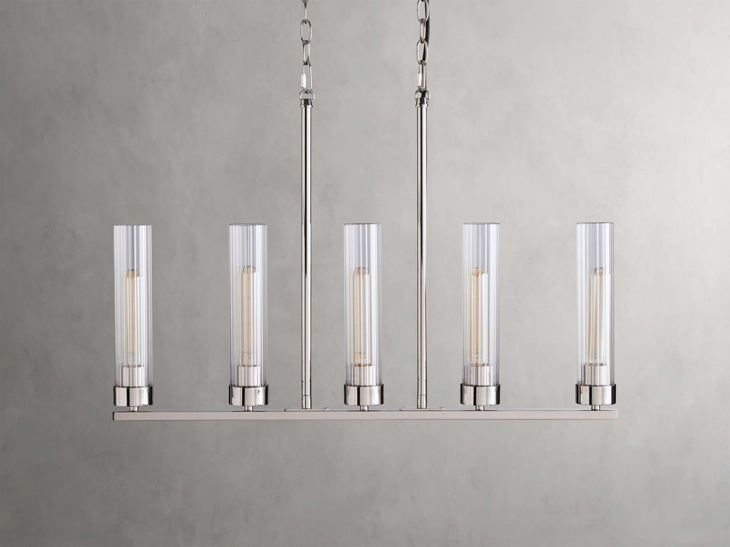 Black Glass Linear chandelier - Kaia Court for dining room view 6