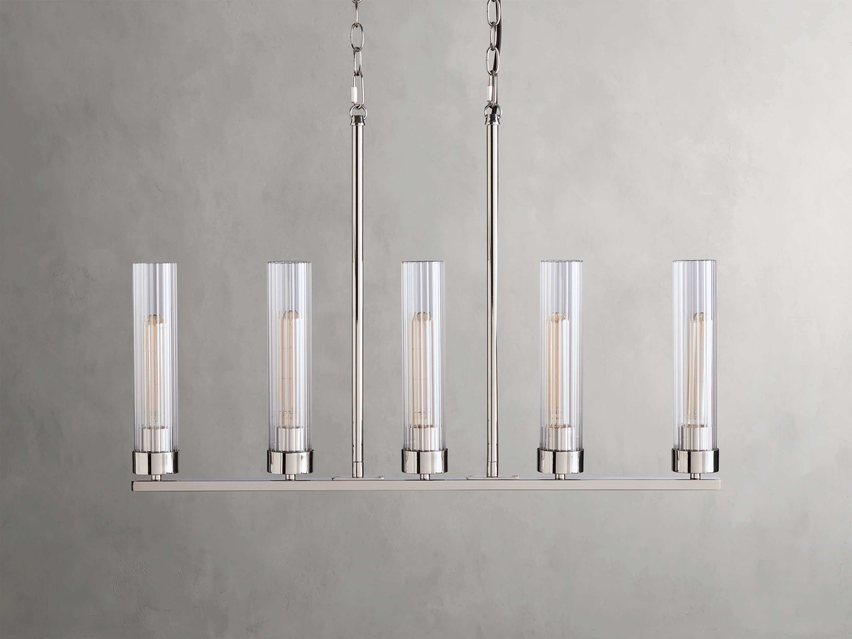 Black Glass Linear chandelier - Kaia Court for dining room view 6