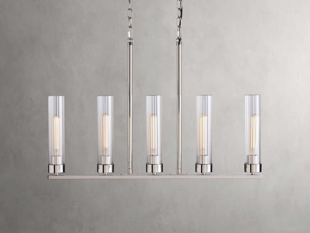Black Glass Linear chandelier - Kaia Court for dining room view 23