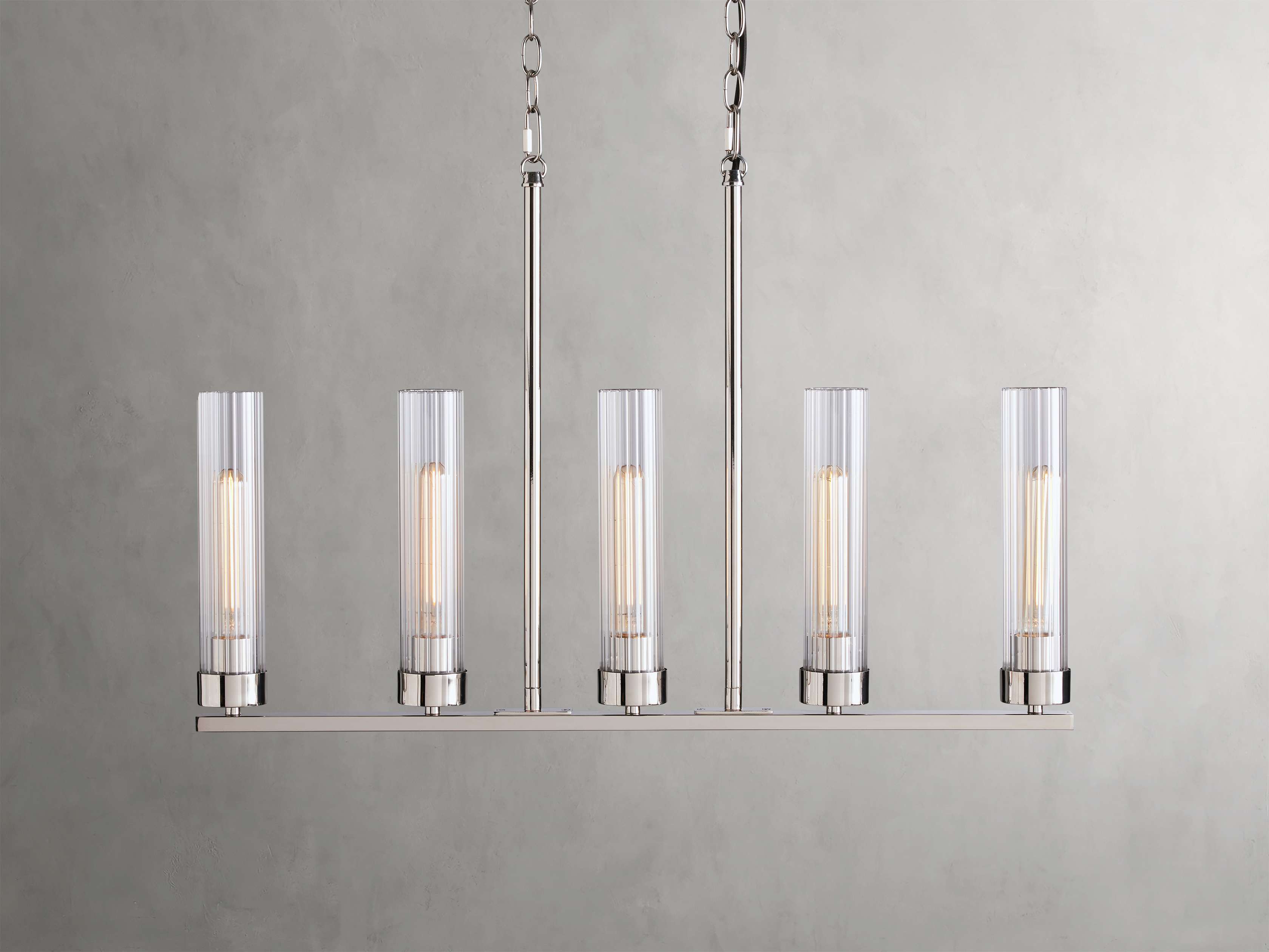 Black Glass Linear chandelier - Kaia Court for dining room view 23
