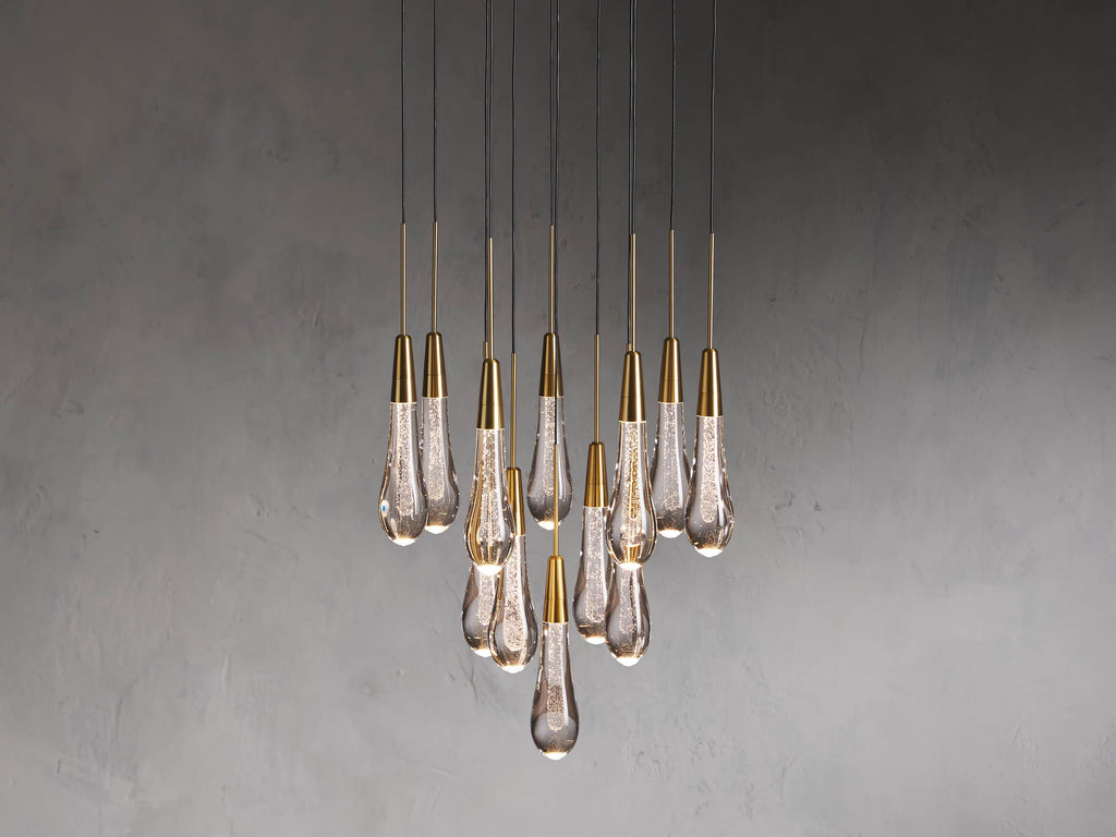 16.5-57.5 in. Black Glass Round LED Chandelier - Eden Court | Tianguang Chandelier