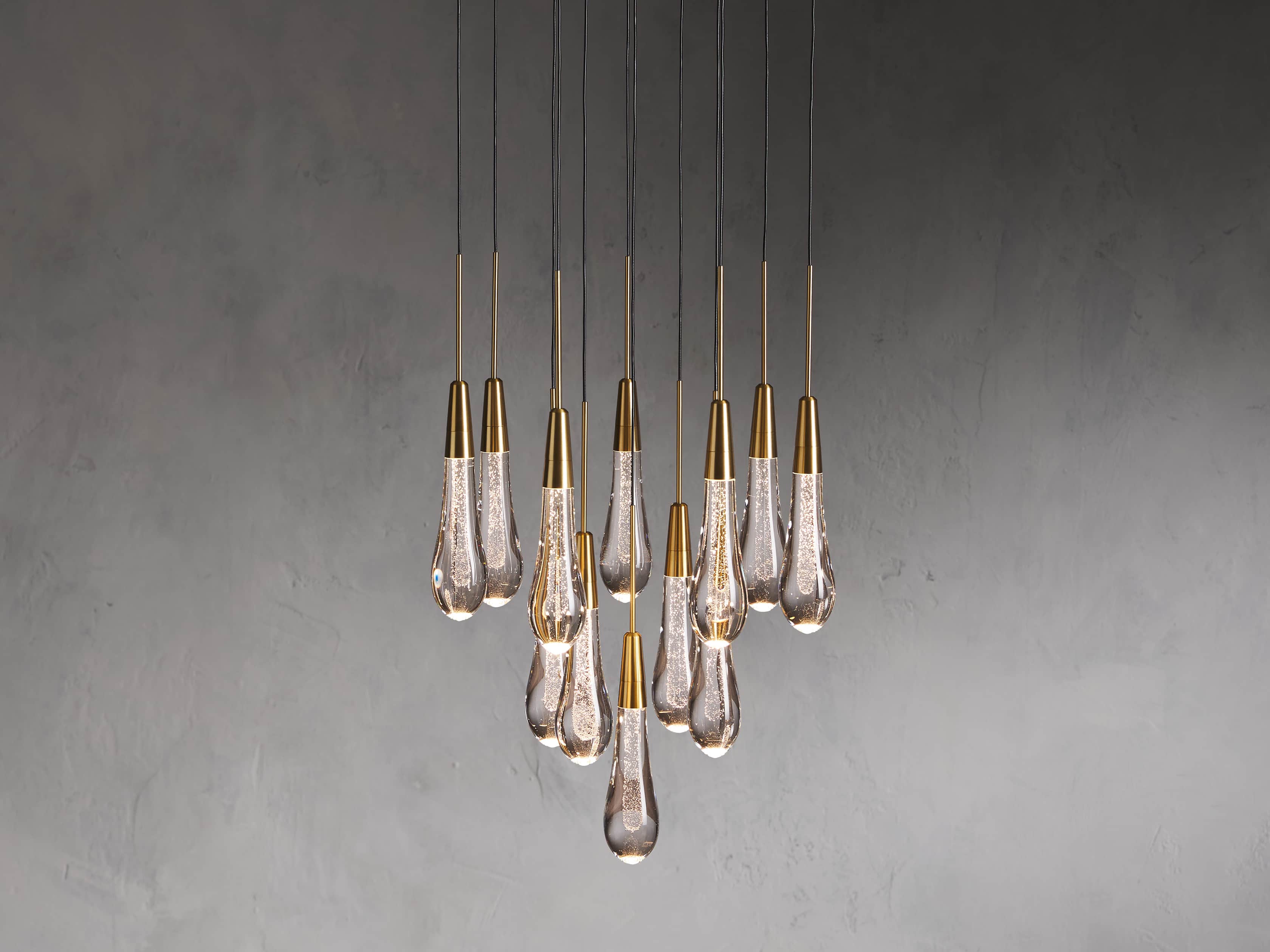16.5-57.5 in. Black Glass Round LED Chandelier - Eden Court | Tianguang Chandelier