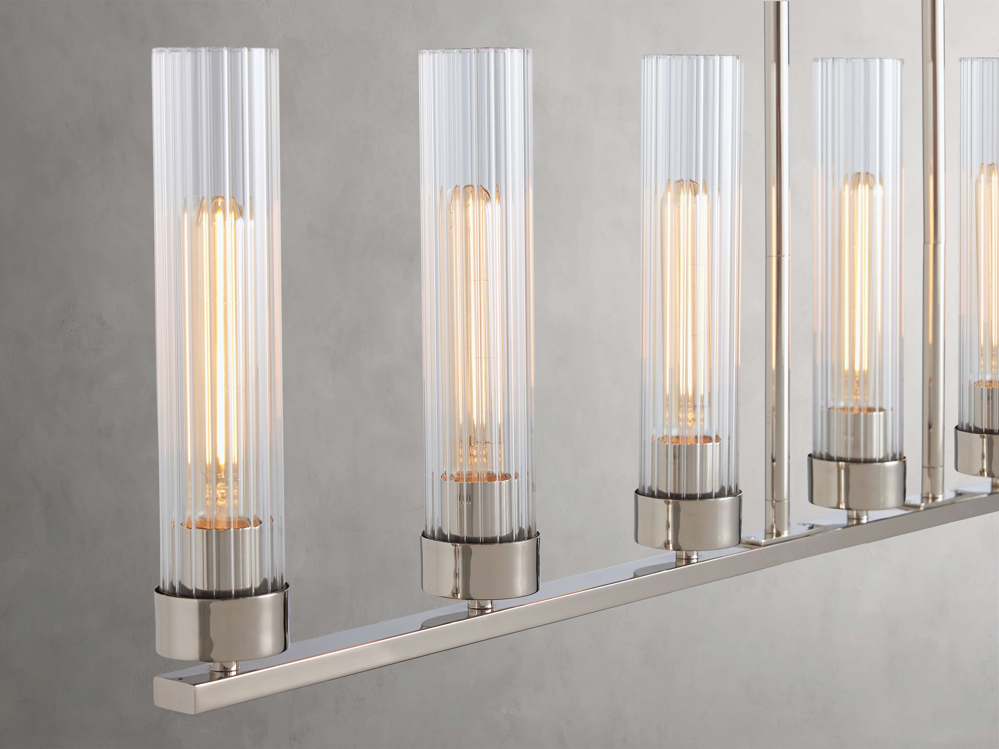 Black Glass Linear chandelier - Kaia Court for dining room view 4