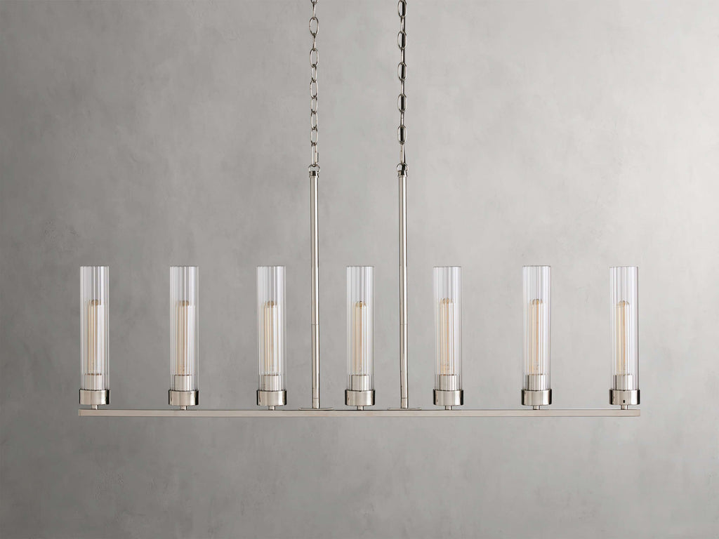 Black Glass Linear chandelier - Kaia Court for dining room view 3
