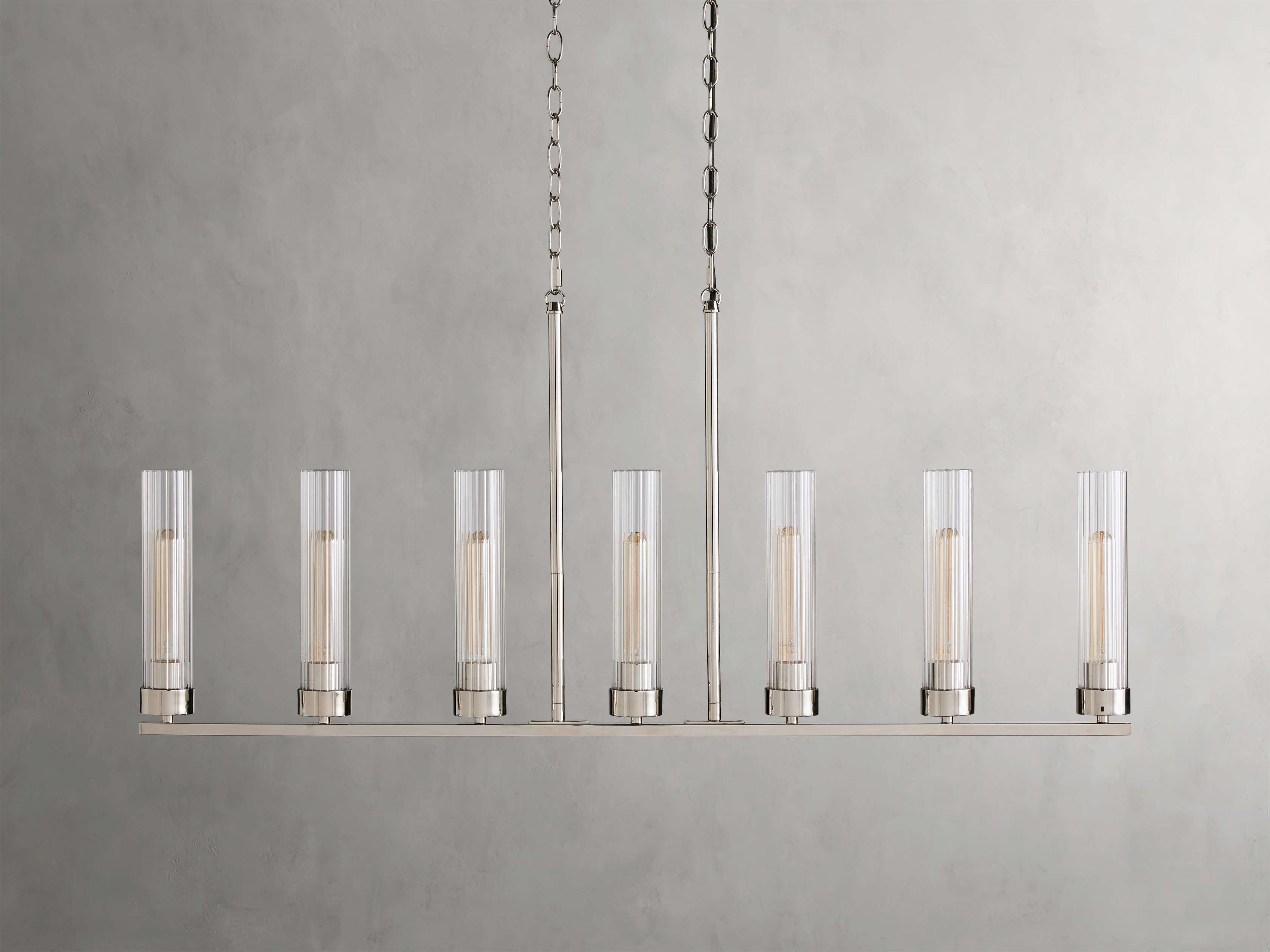 Black Glass Linear chandelier - Kaia Court for dining room view 3