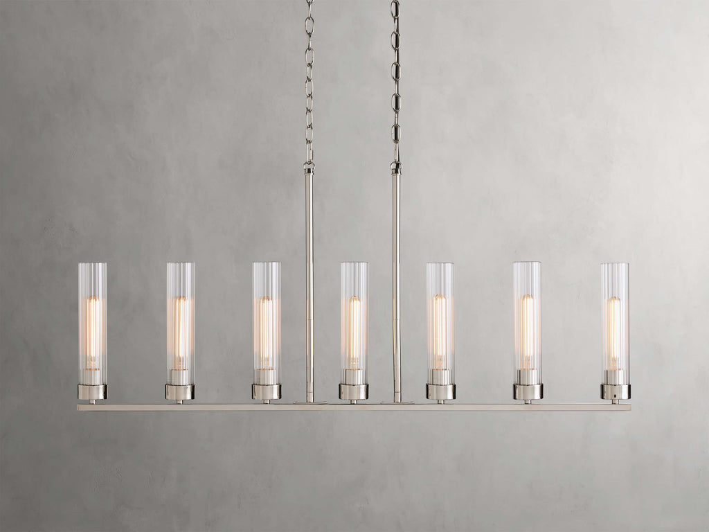 Black Glass Linear chandelier - Kaia Court for dining room view 12