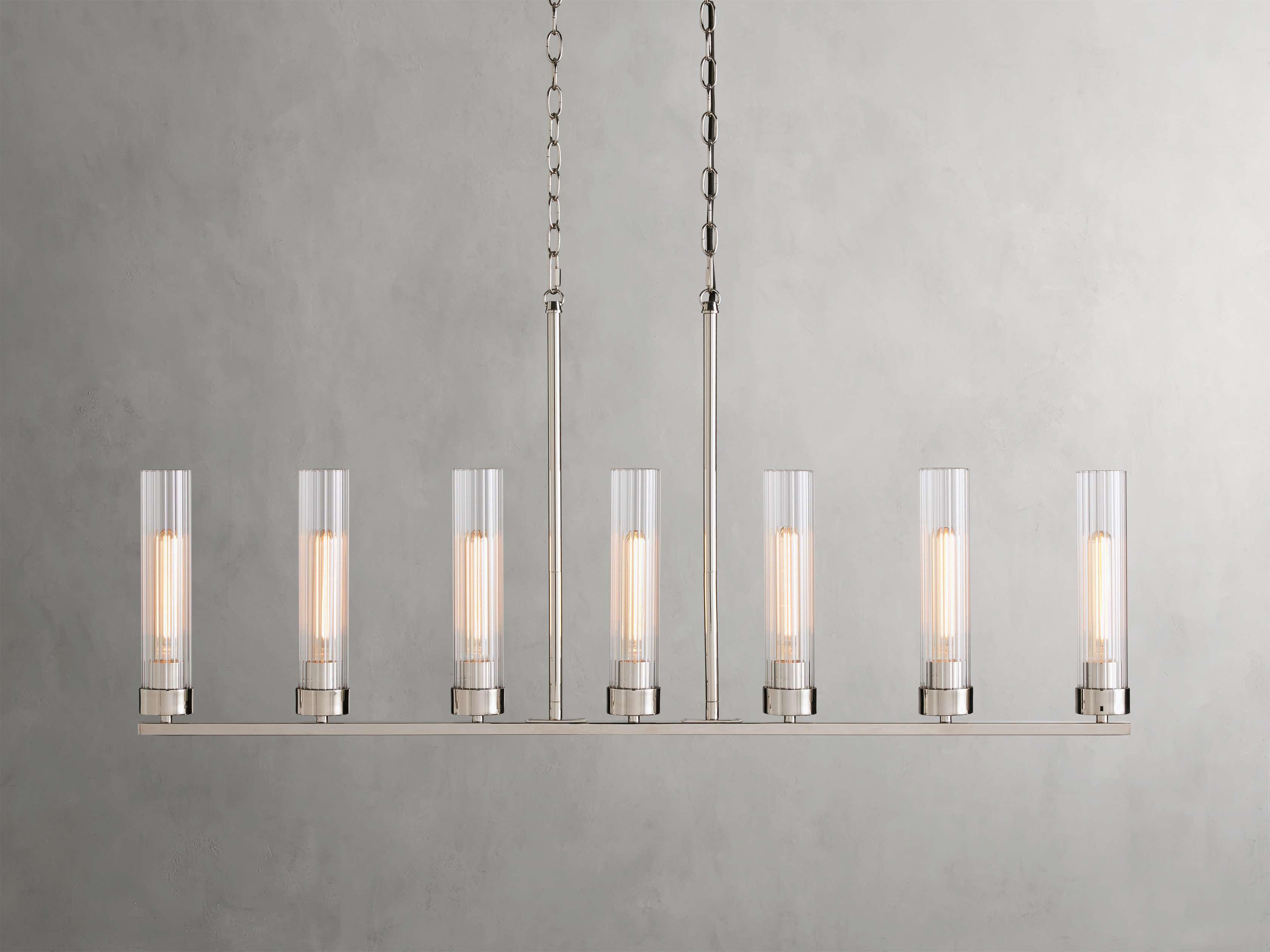 Black Glass Linear chandelier - Kaia Court for dining room view 12