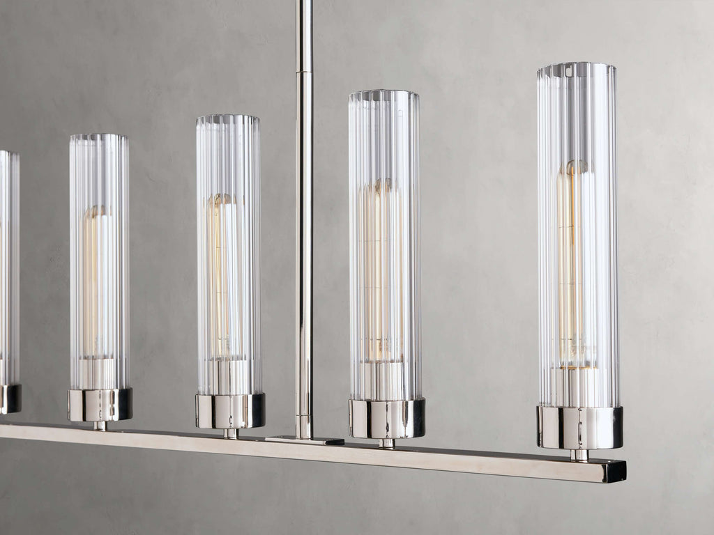 Black Glass Linear chandelier - Kaia Court for dining room view 50