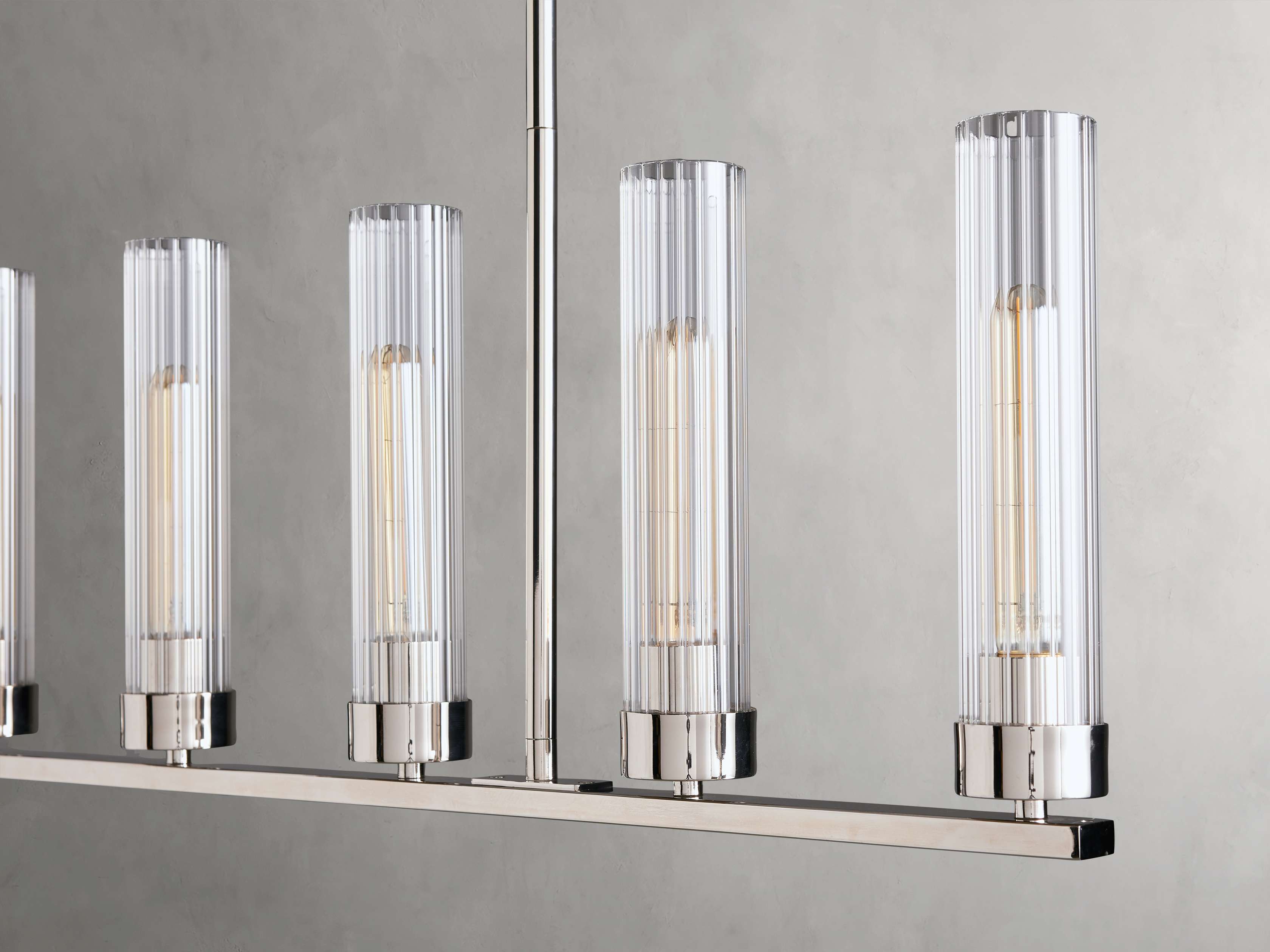 Black Glass Linear chandelier - Kaia Court for dining room view 50