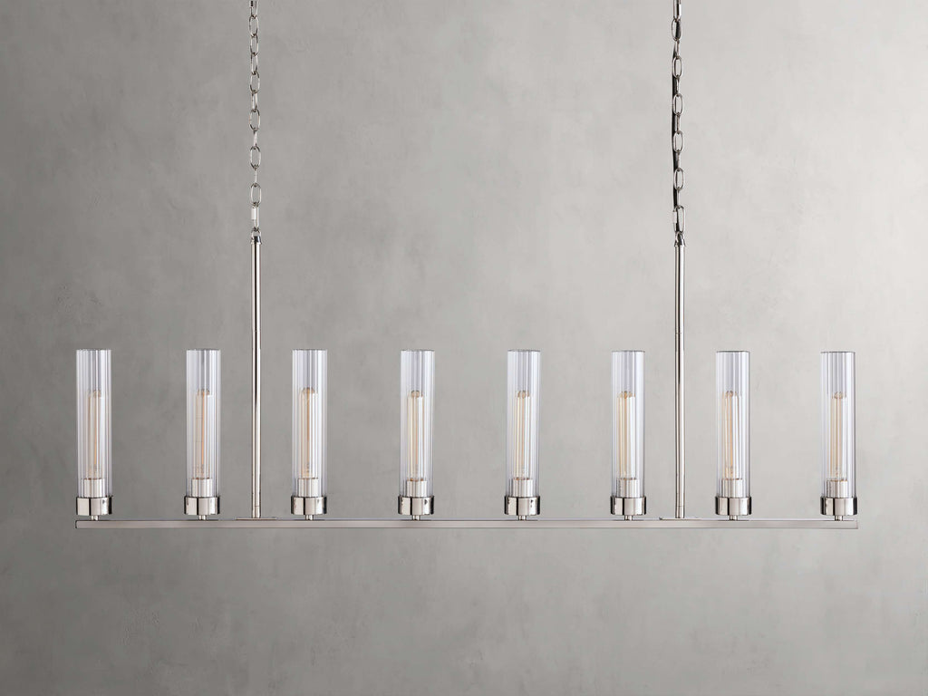 Black Glass Linear chandelier - Kaia Court for dining room view 49