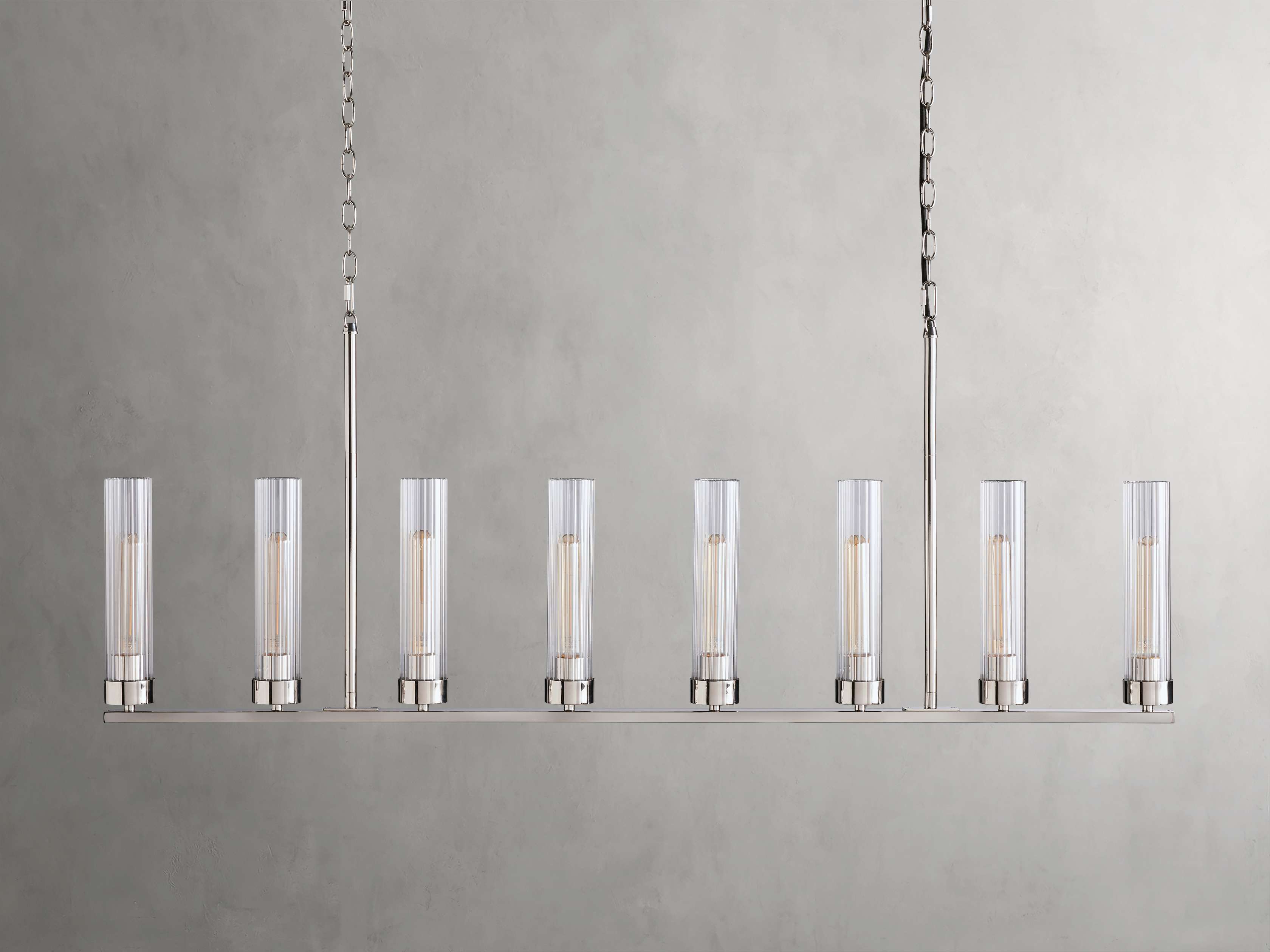Black Glass Linear chandelier - Kaia Court for dining room view 49